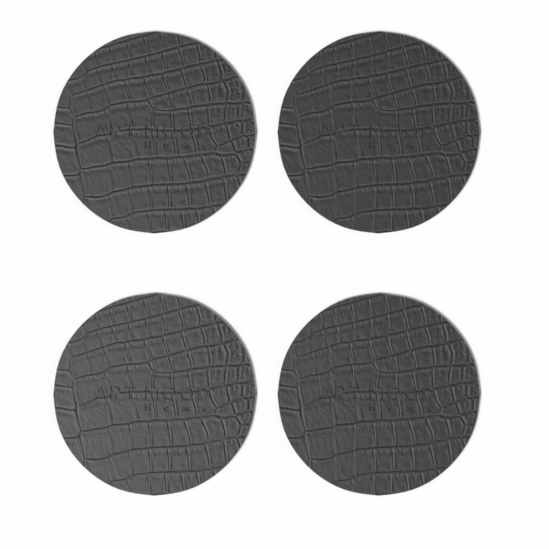 Leather Coaster Set - Grey 1