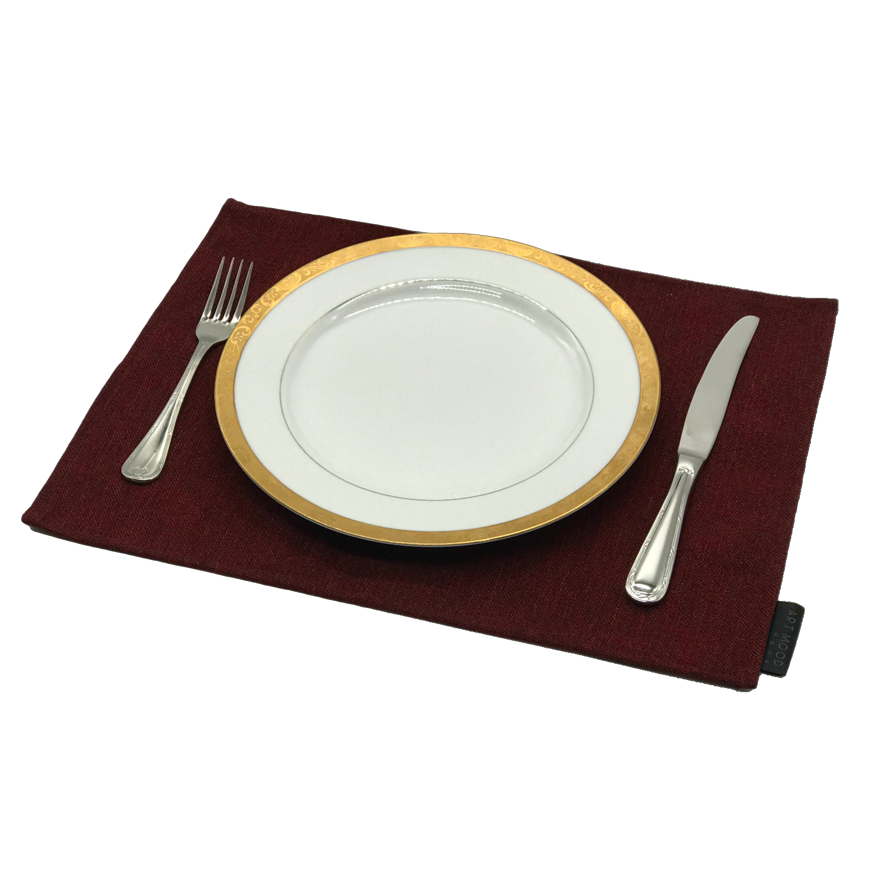 Linen Placemats & Runner Set - Dark Red