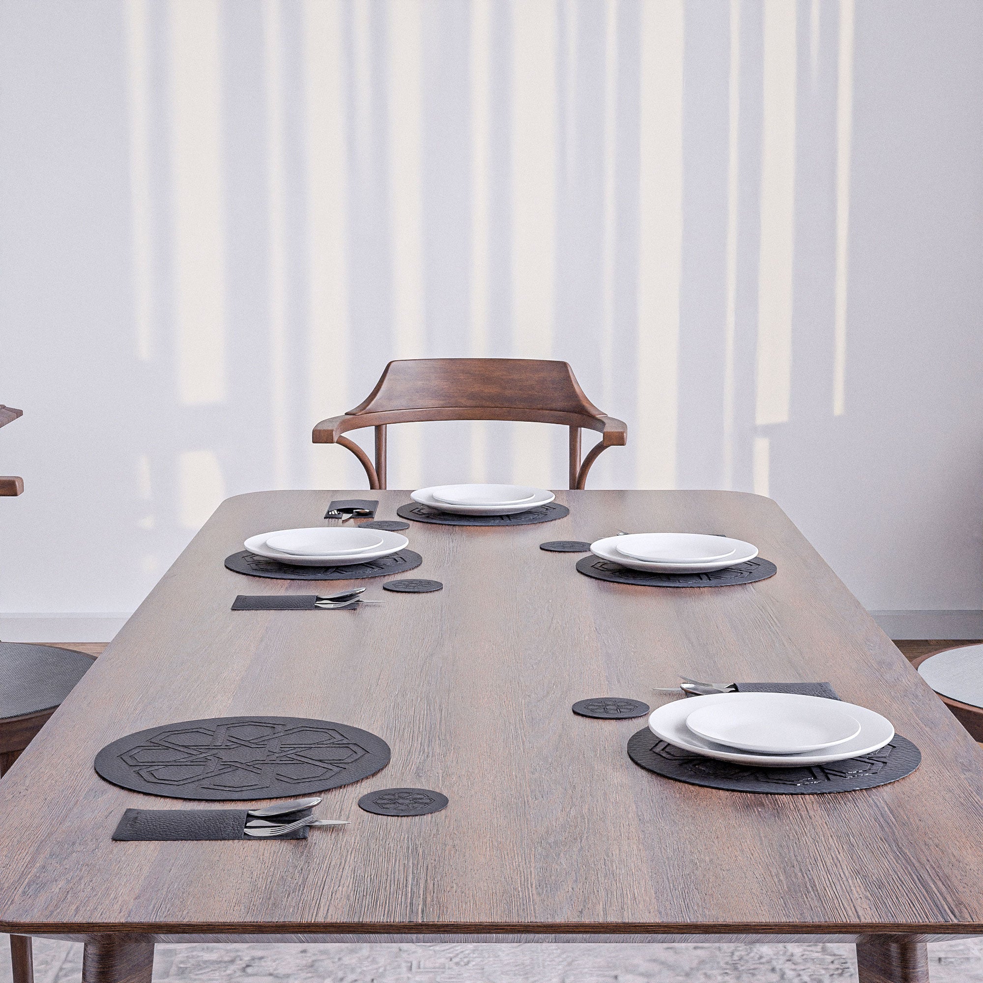 Nijma Leather Placemats, Cover holders & Coasters - Black