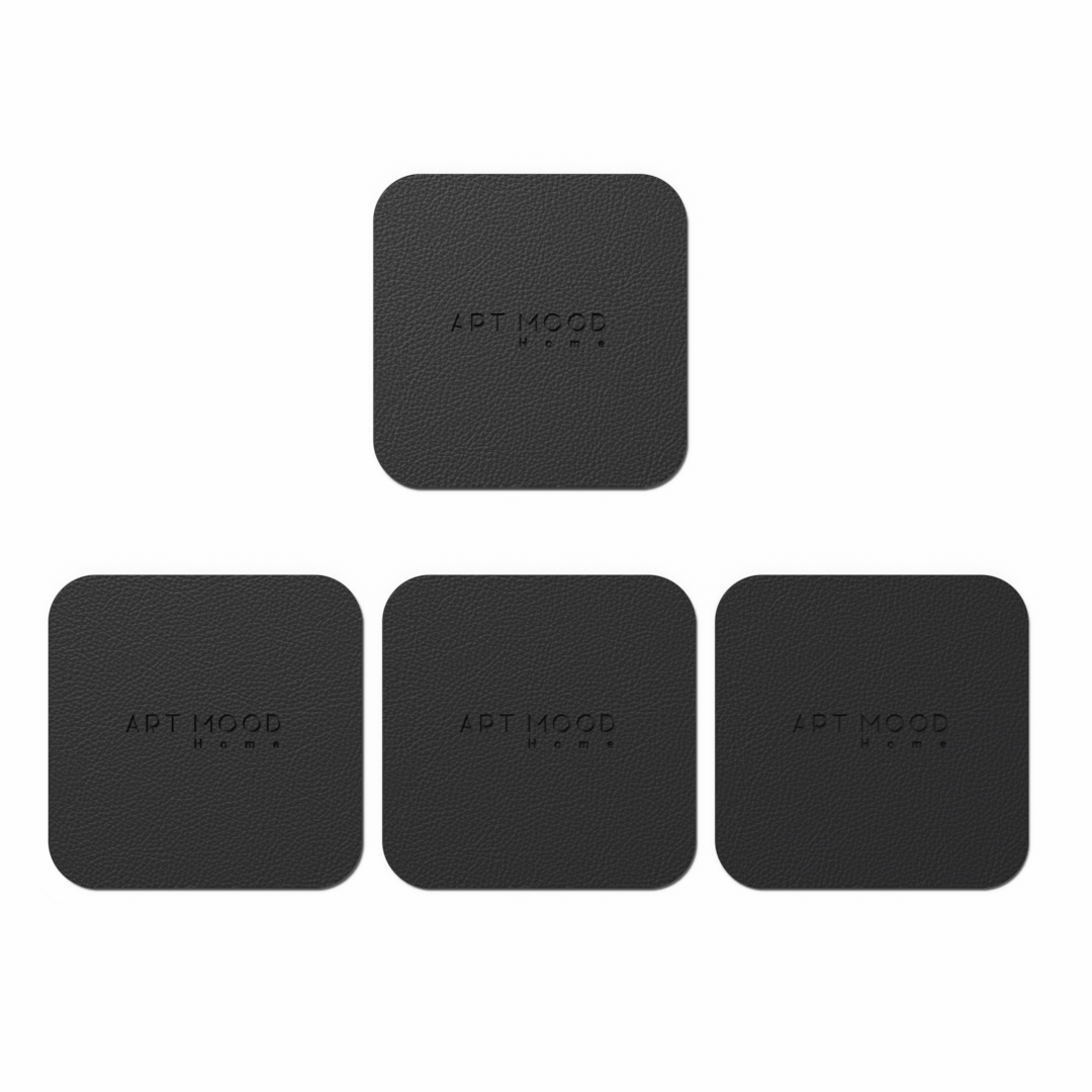 Leather Coaster Set - Black 2