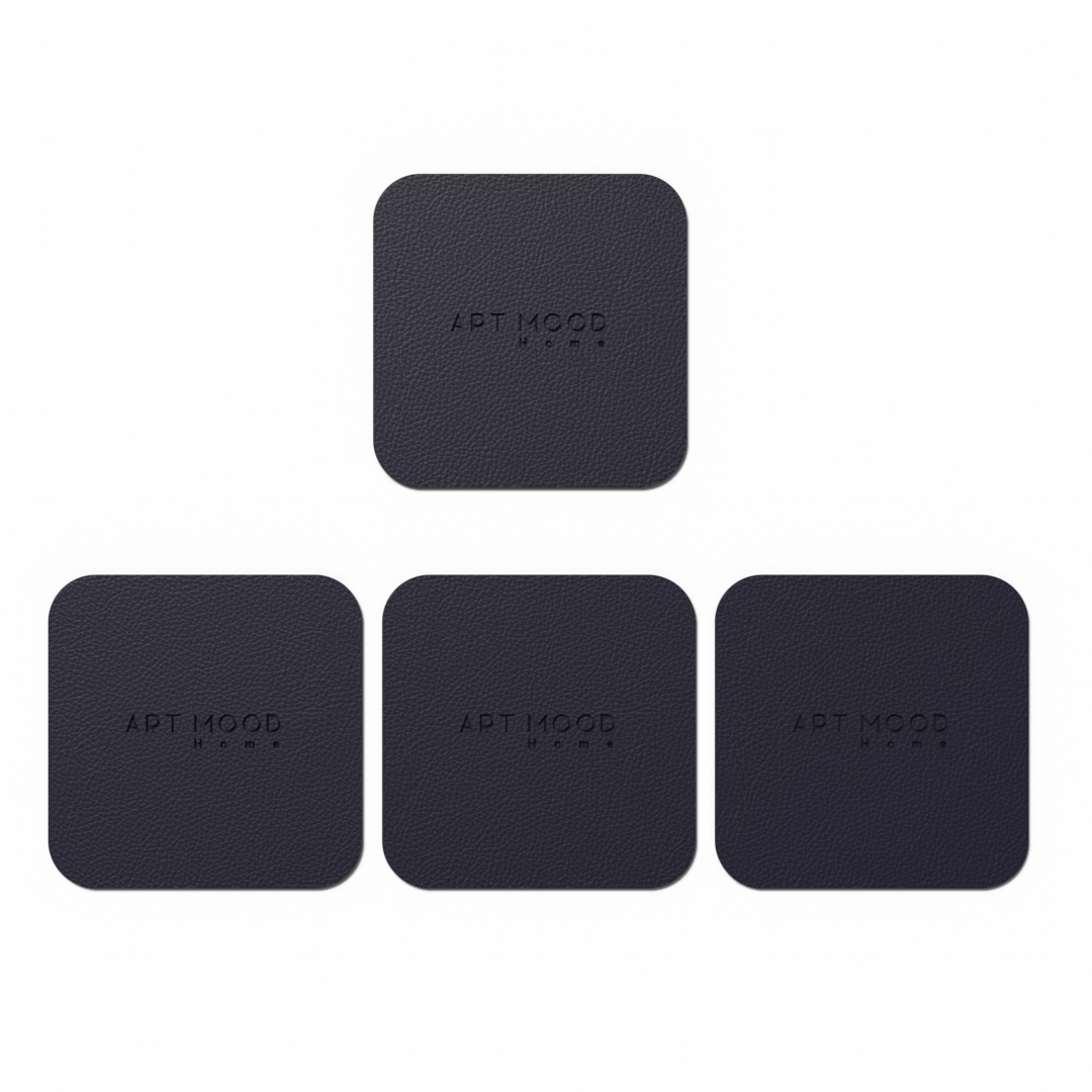 Leather Coaster Set - Dark Blue 2
