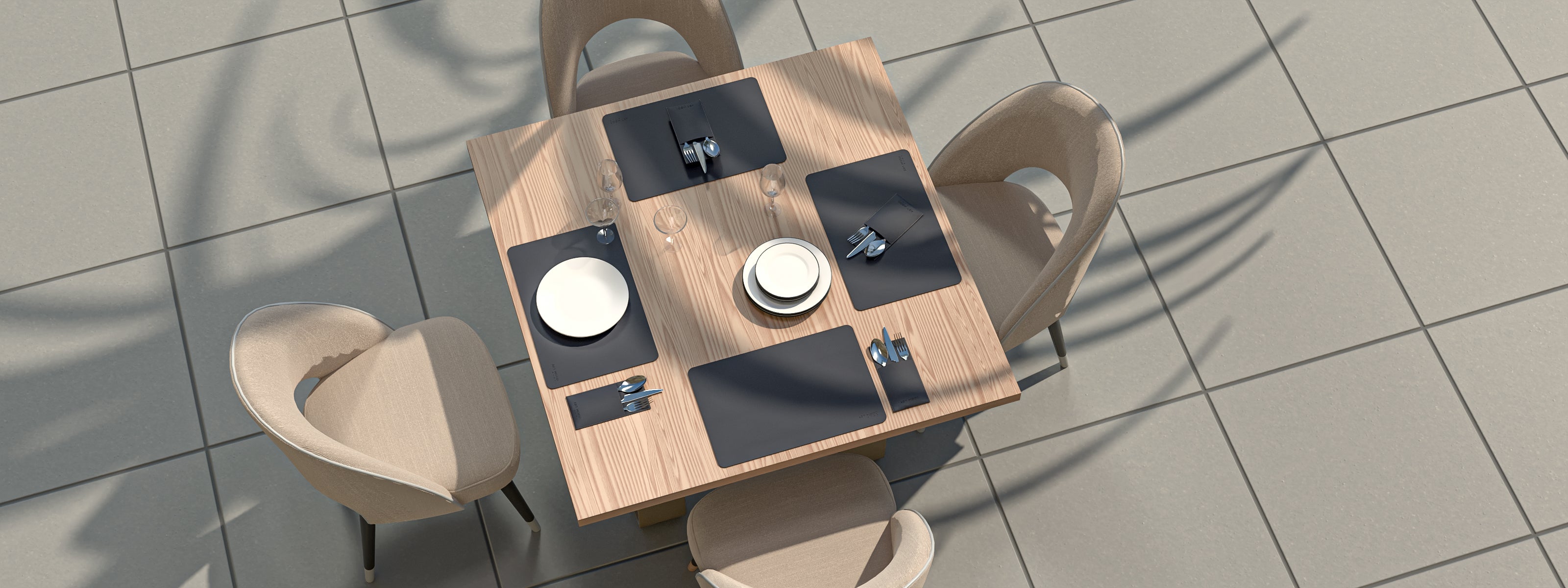 Leather Placemats & Cover holder - Dark Blue