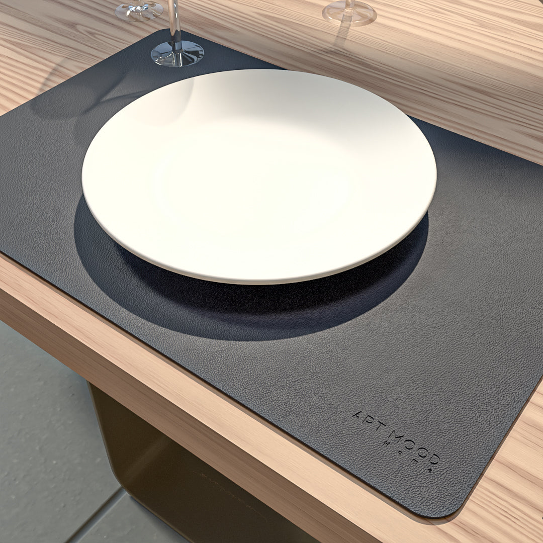 Leather Placemats & Cover holder - Dark Blue