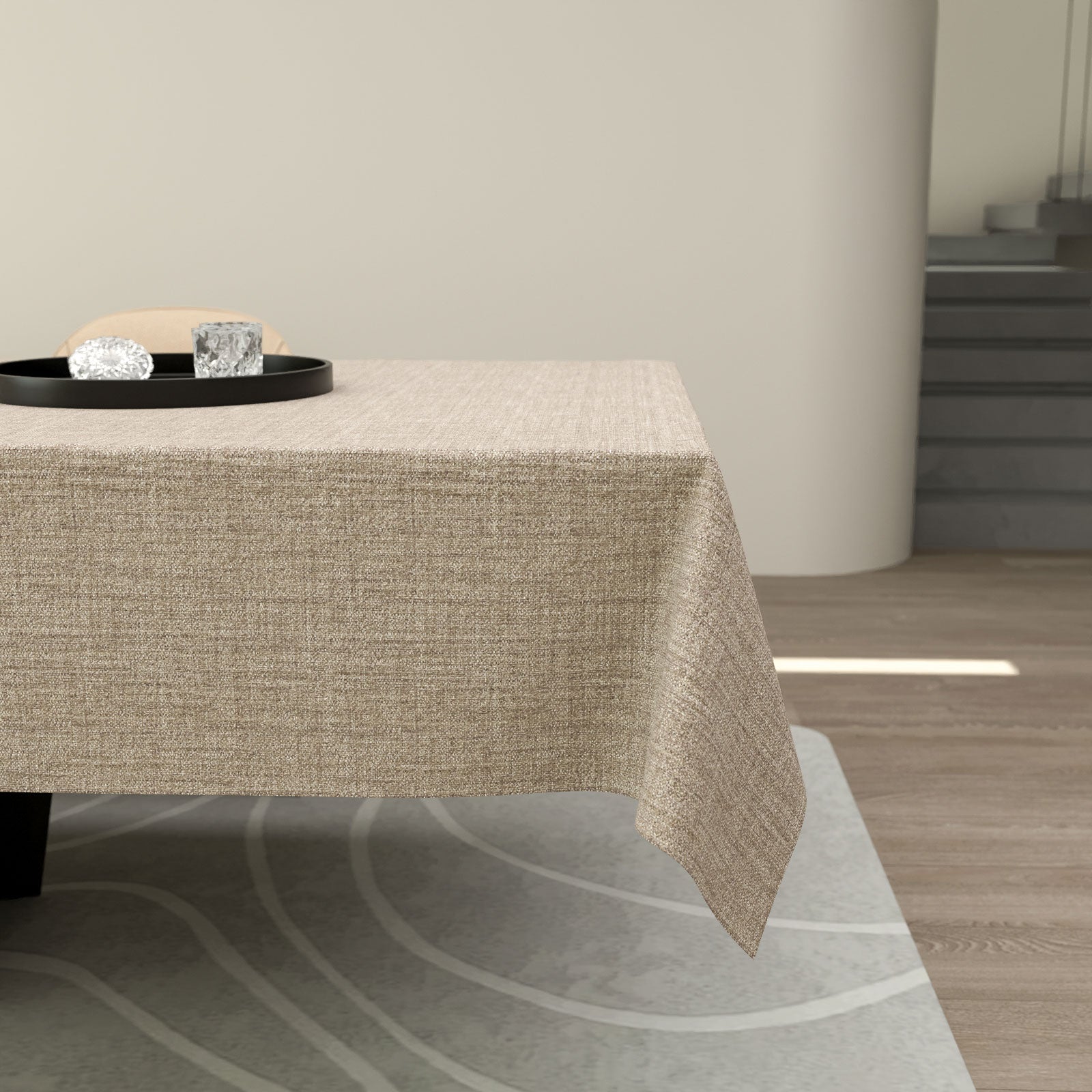 مفرش طاولة من الكتان - بيچ فاتح