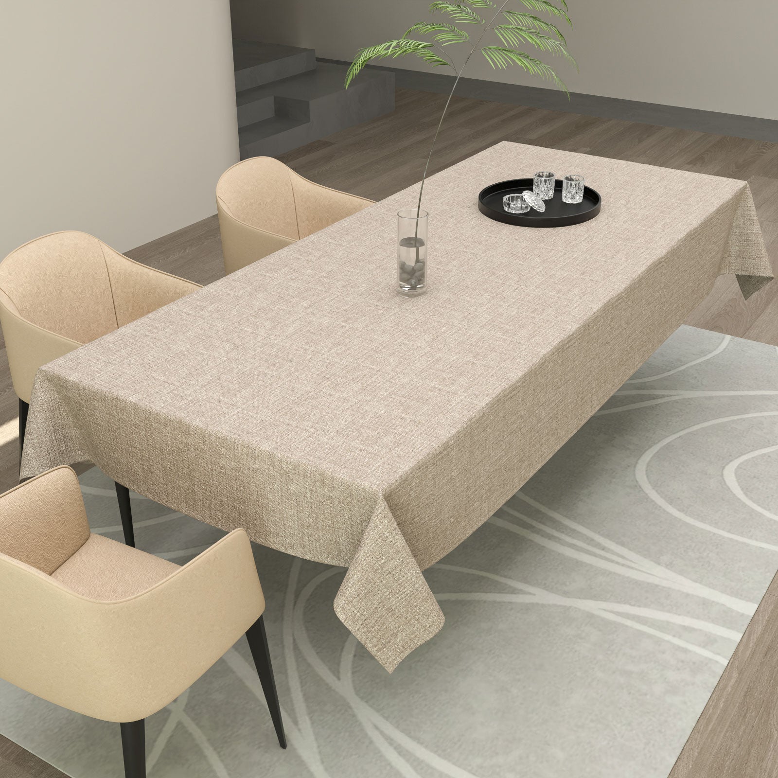 مفرش طاولة من الكتان - بيچ فاتح