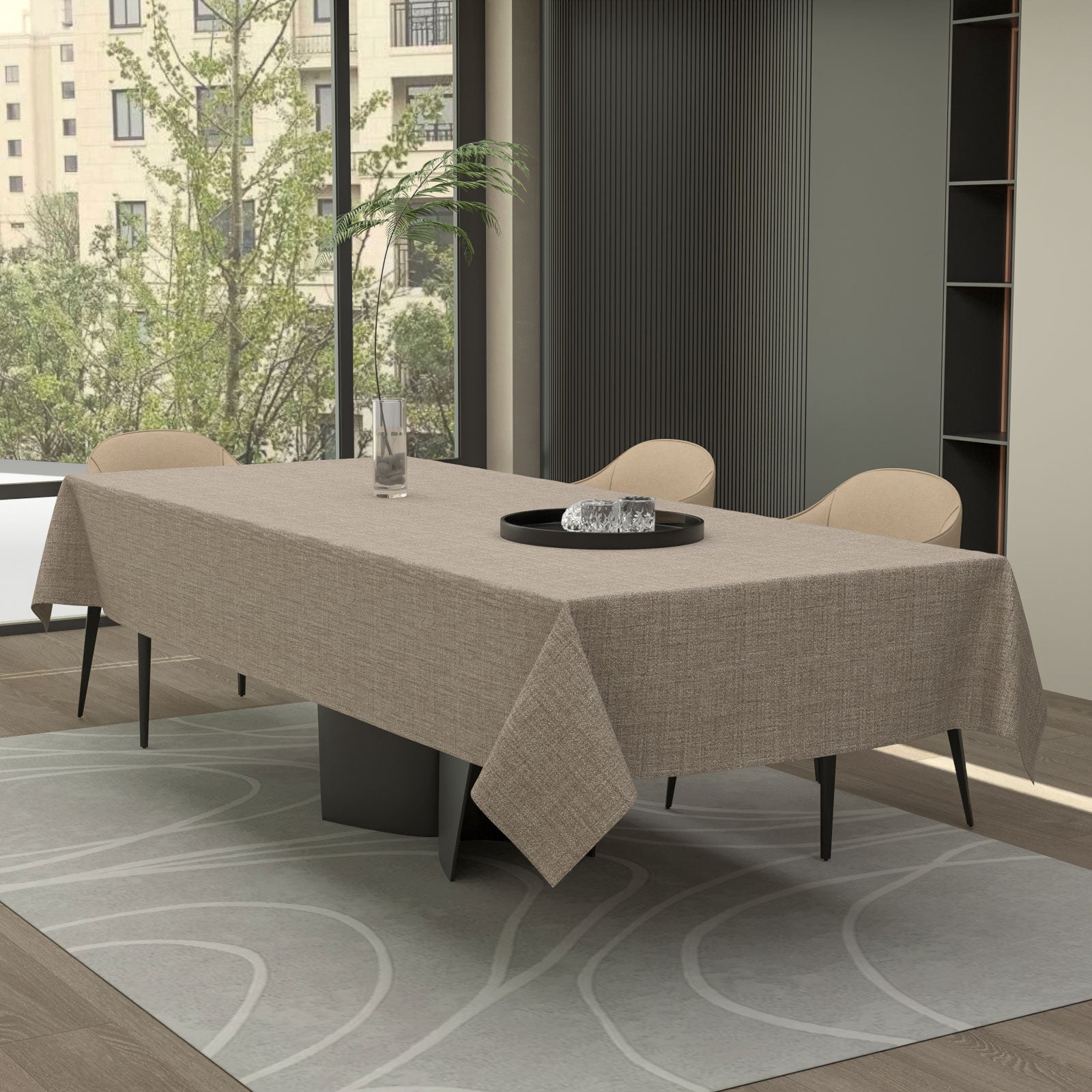 مفرش طاولة من الكتان - بيچ فاتح