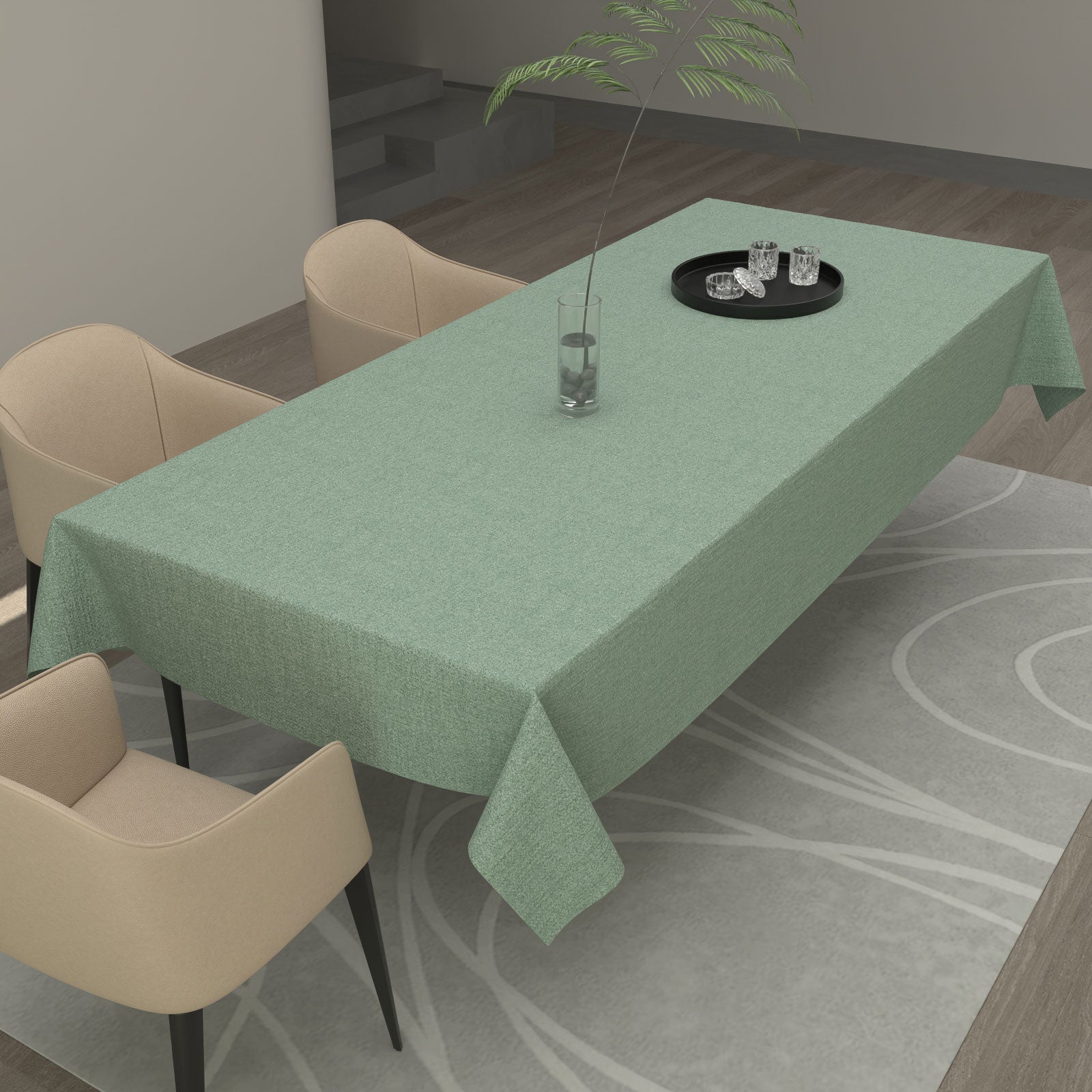 مفرش طاولة من الكتان - أخضر