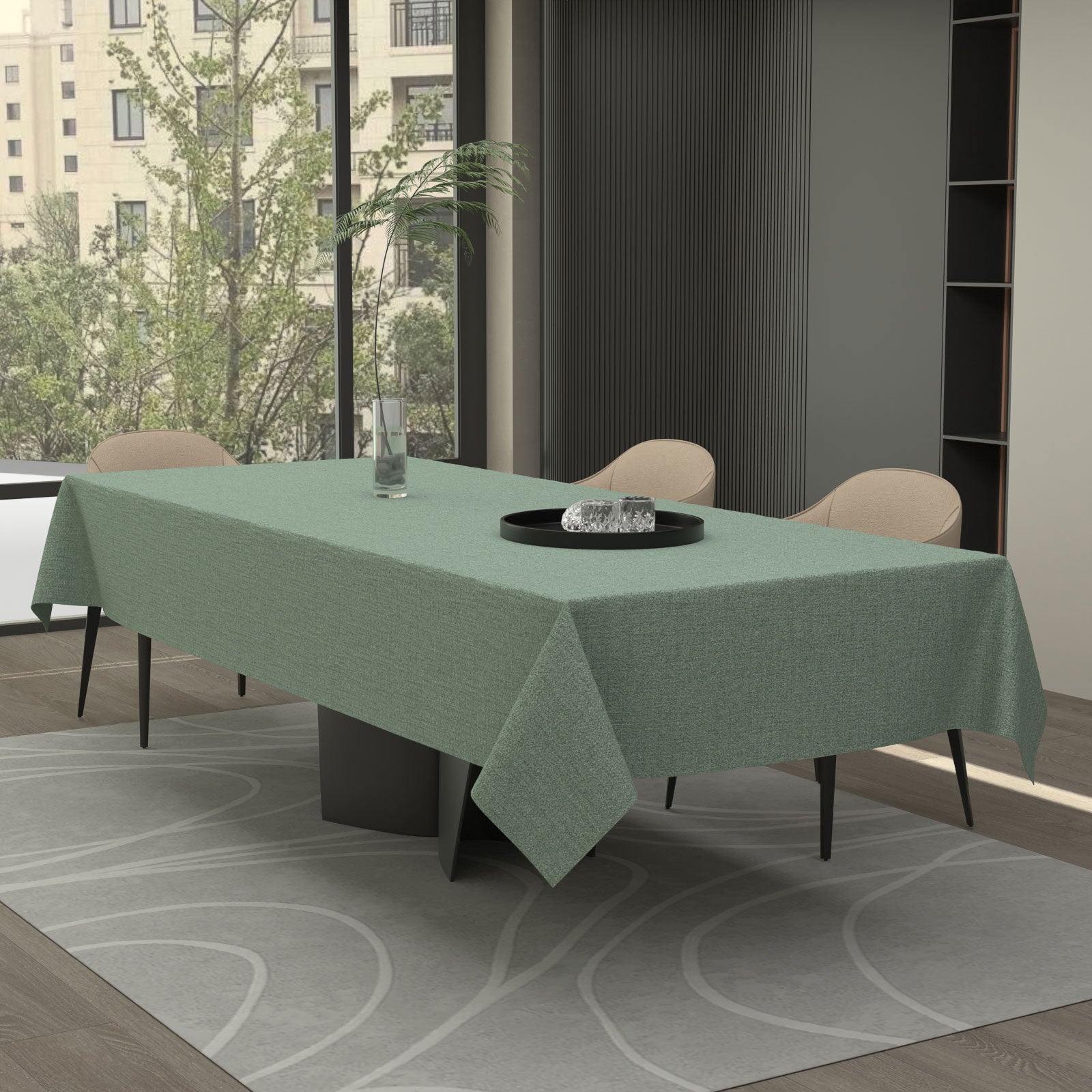 مفرش طاولة من الكتان - أخضر