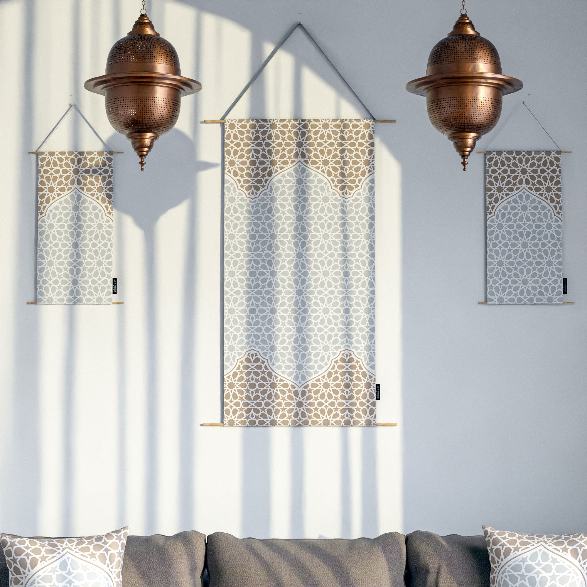 Morish ( Runner + 2 Cushion Cover + 4 Coasters + 3 Fabric Posters + Tissue Box) Bundle