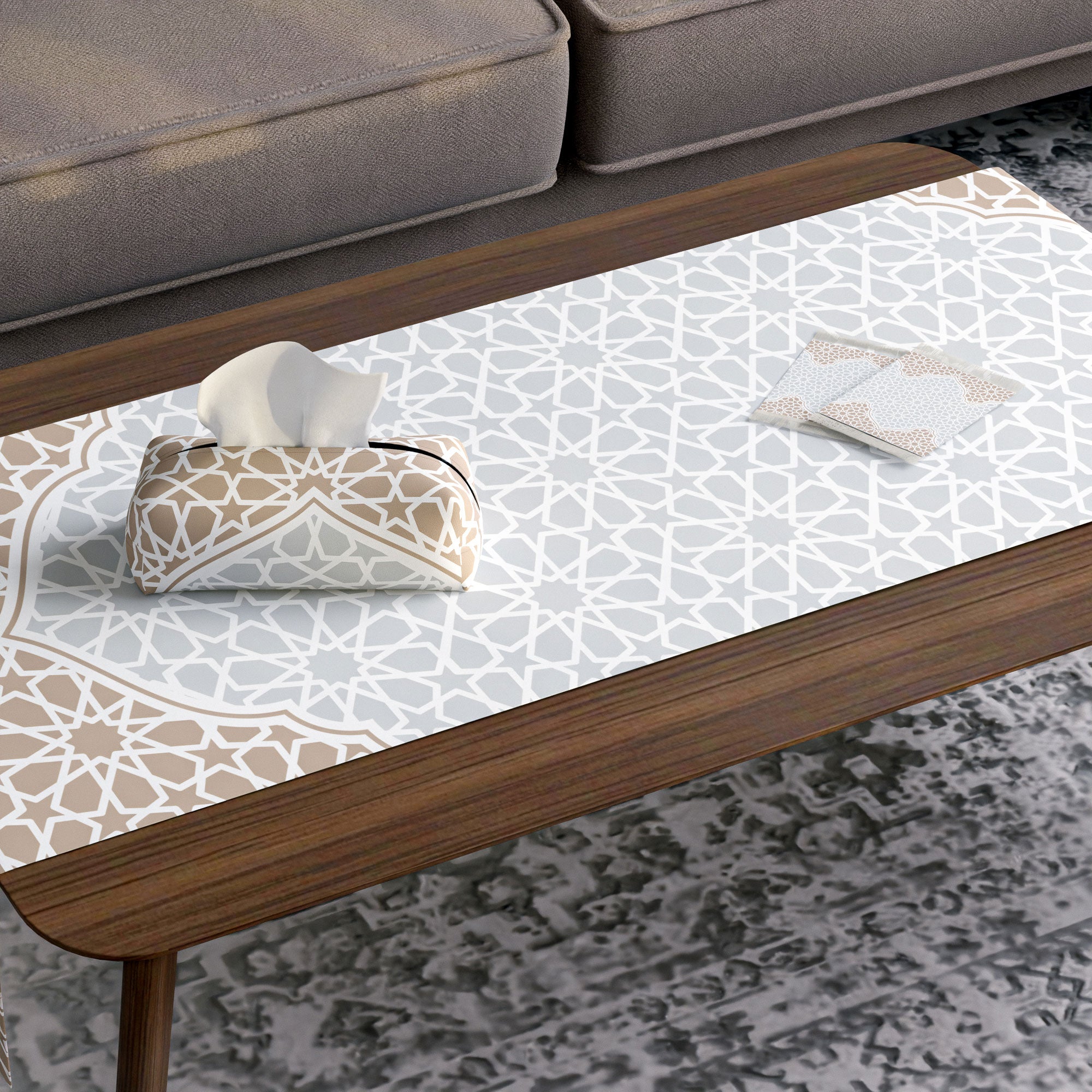 Morish ( Runner + 2 Cushion Cover + 4 Coasters + 3 Fabric Posters + Tissue Box) Bundle