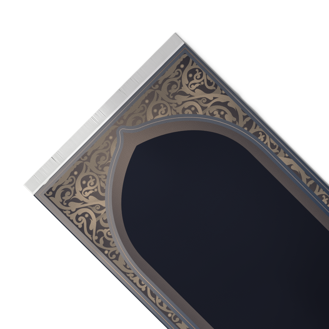 Prayer Mat AL-Hedaya Dark Blue & Beige - Velvet