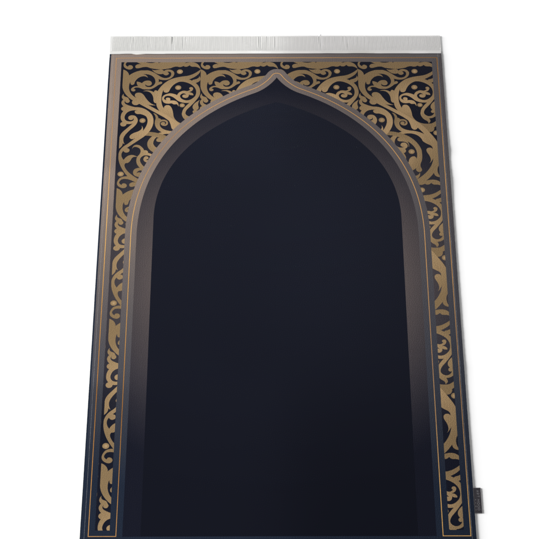 Prayer Mat AL-Hedaya Dark Blue & Gold - Velvet