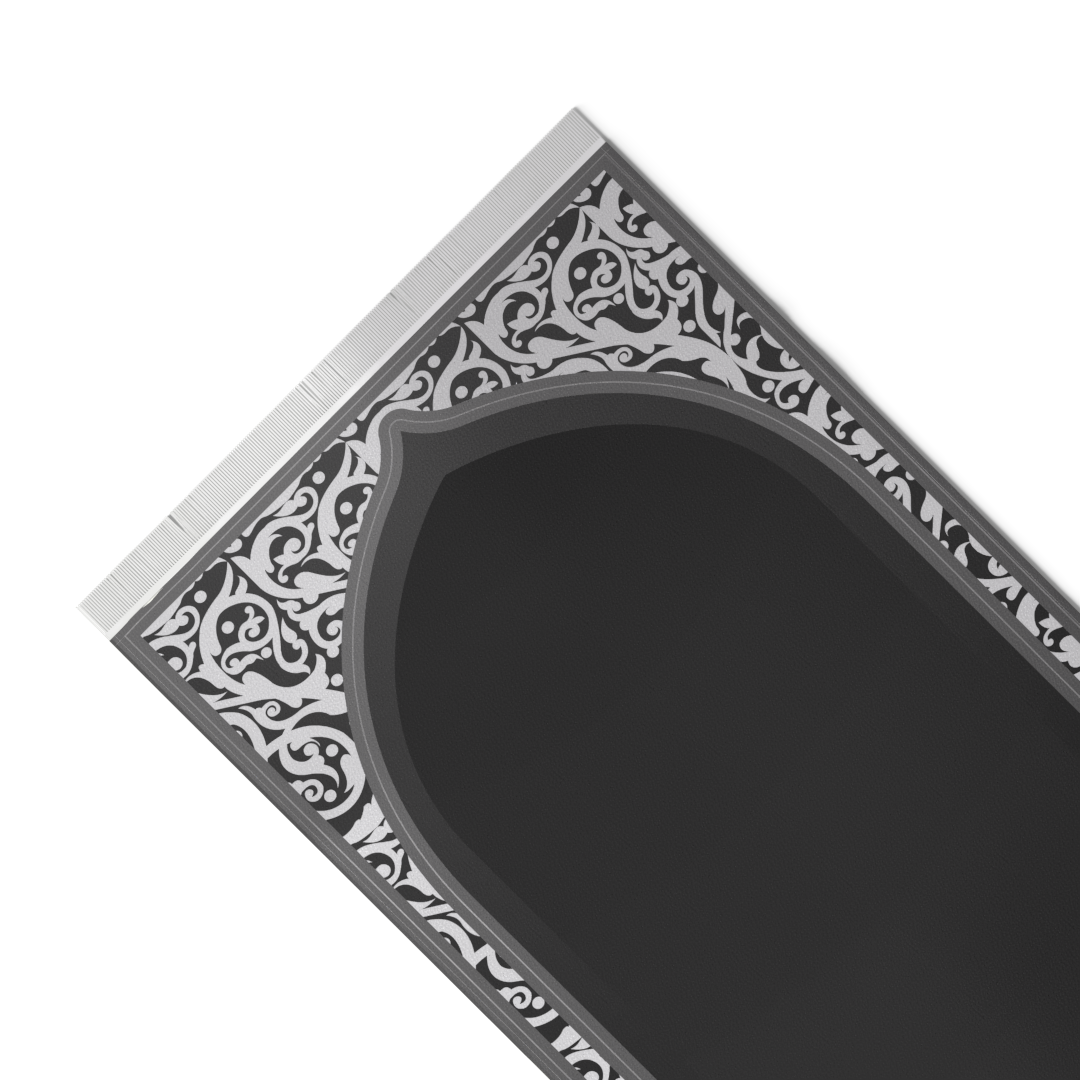 Prayer Mat AL-Hedaya Grey & White - Velvet