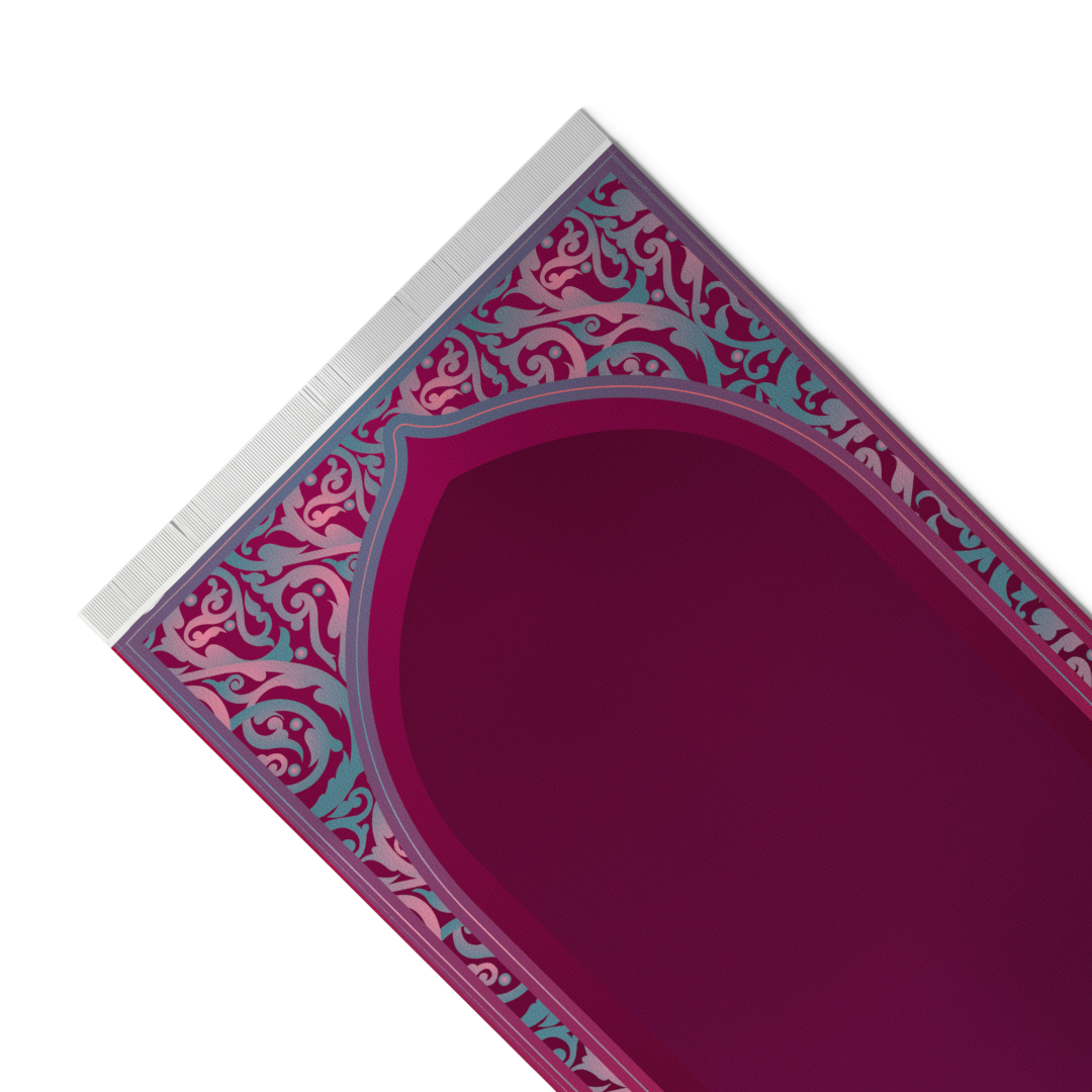Prayer Mat AL-Hedaya Dark Fuchsia & Turquoise - Velvet