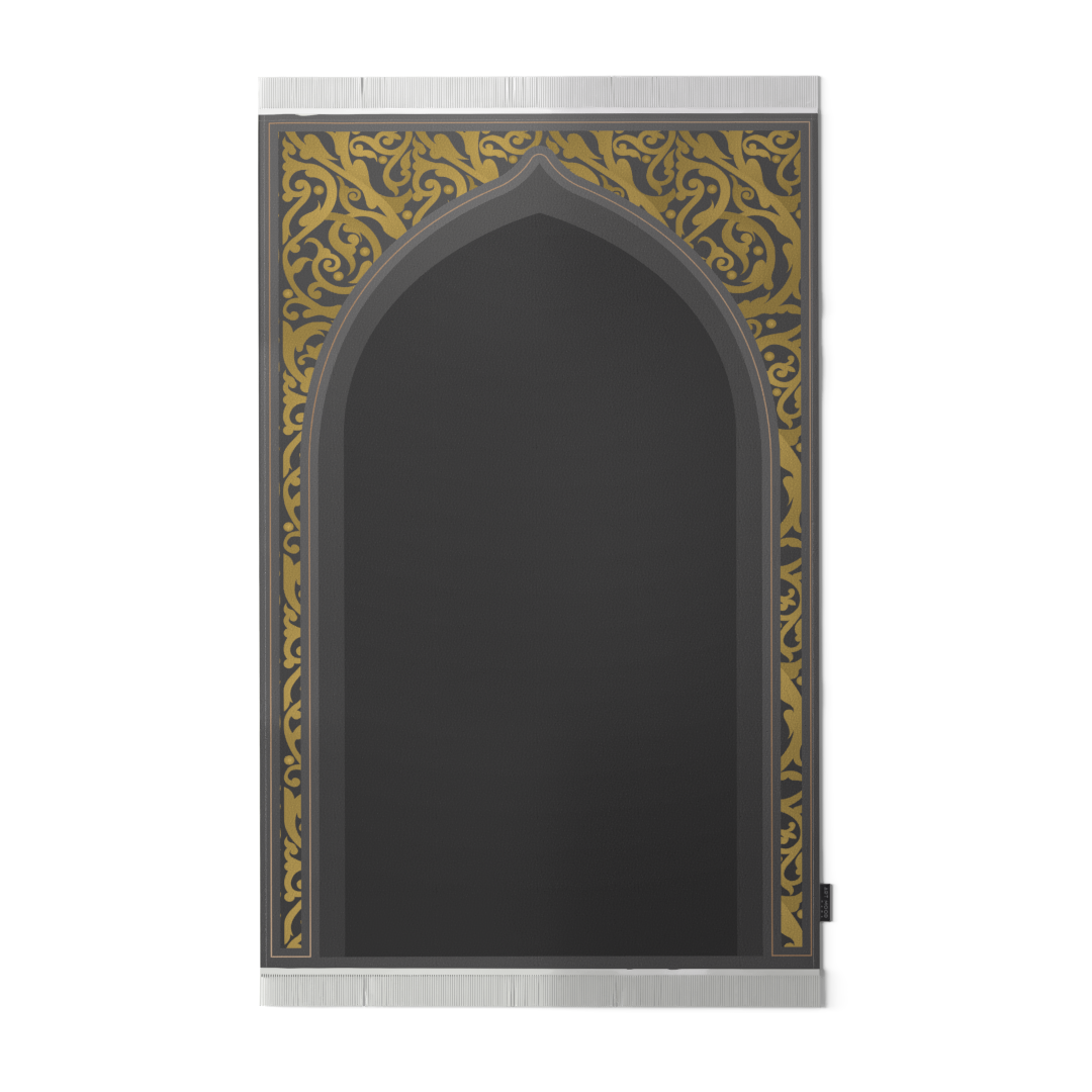 Prayer Mat AL-Hedaya Grey & Gold - Velvet