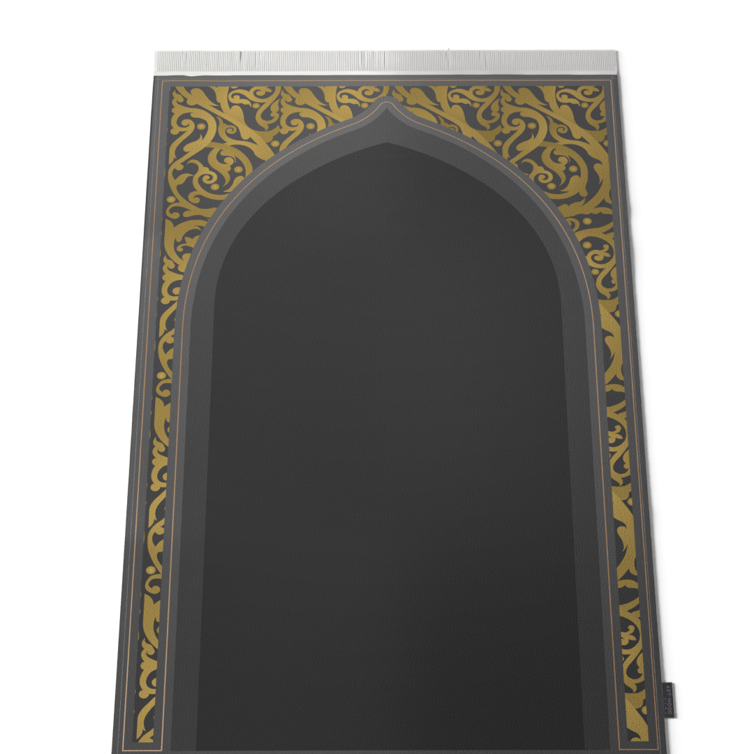 Prayer Mat AL-Hedaya Grey & Gold - Velvet
