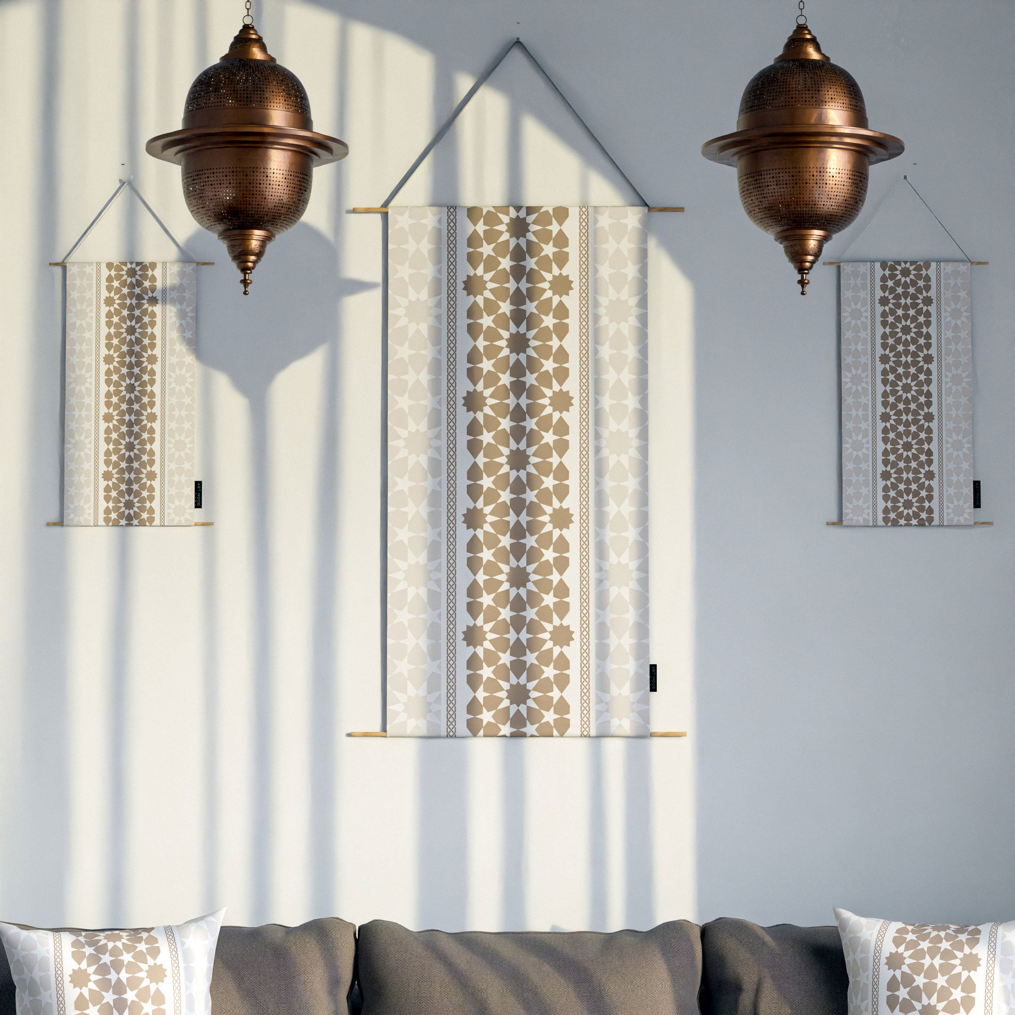 Oasis ( Runner + 2 Cushion Cover + 4 Coasters + 3 Fabric Posters + Tissue Box) Bundle