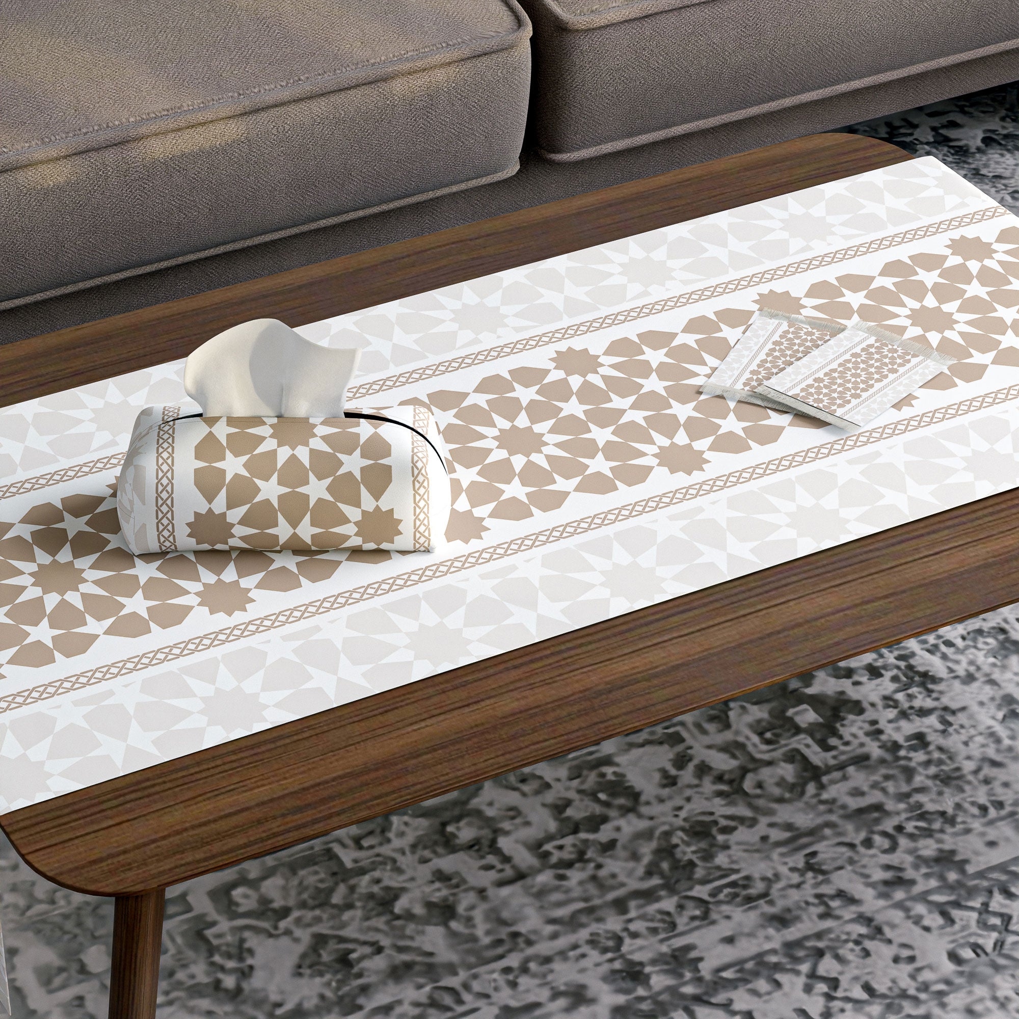 Oasis ( Runner + 2 Cushion Cover + 4 Coasters + 3 Fabric Posters + Tissue Box) Bundle