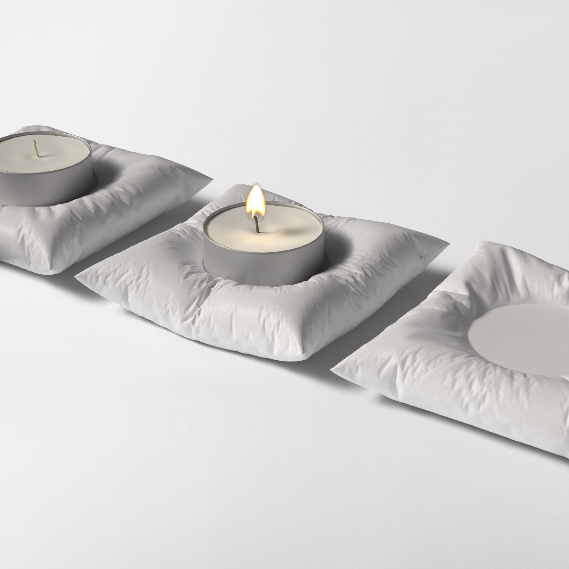 Handmade Cement Pillow Shape Candle Holder - Set of 3