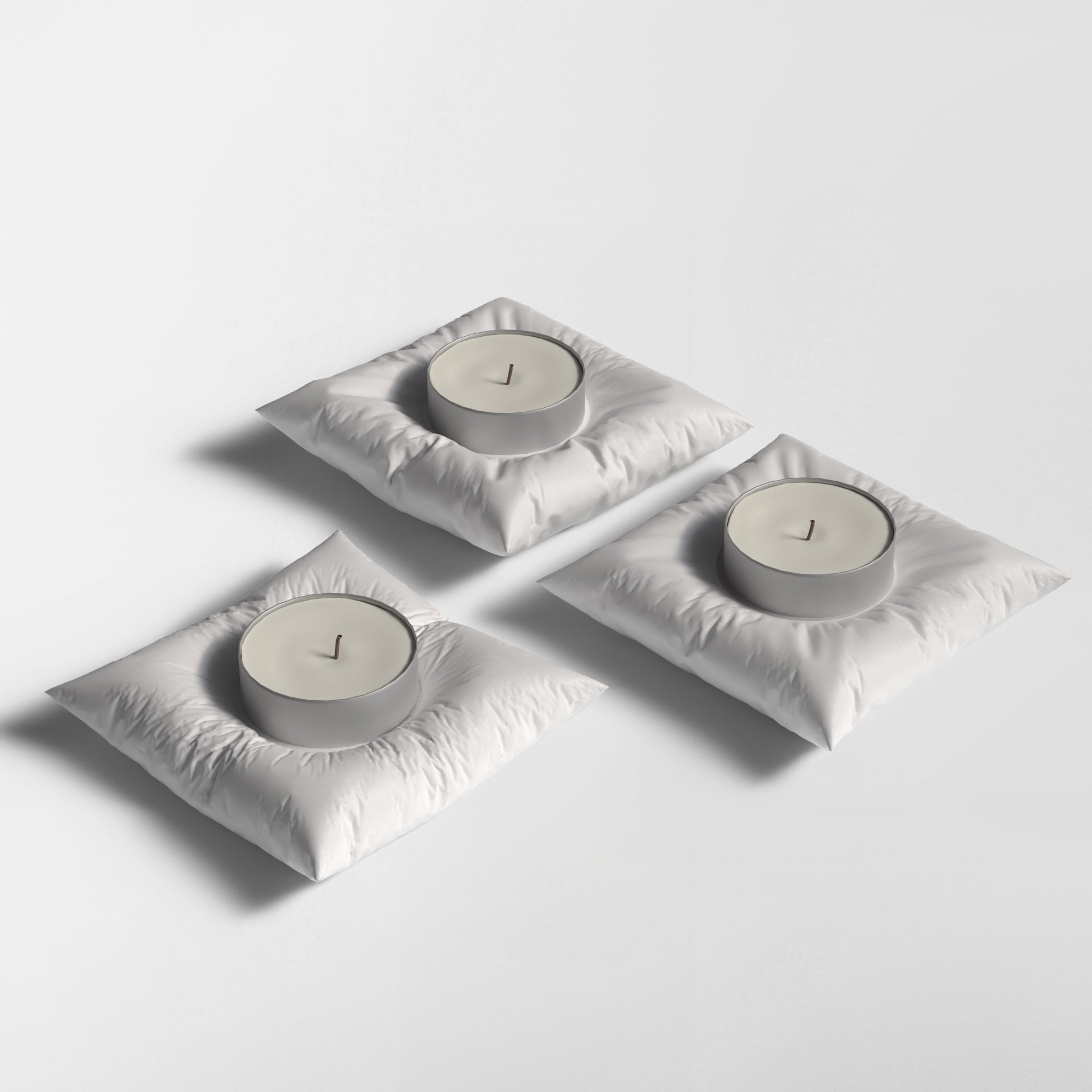 Handmade Cement Pillow Shape Candle Holder - Set of 3