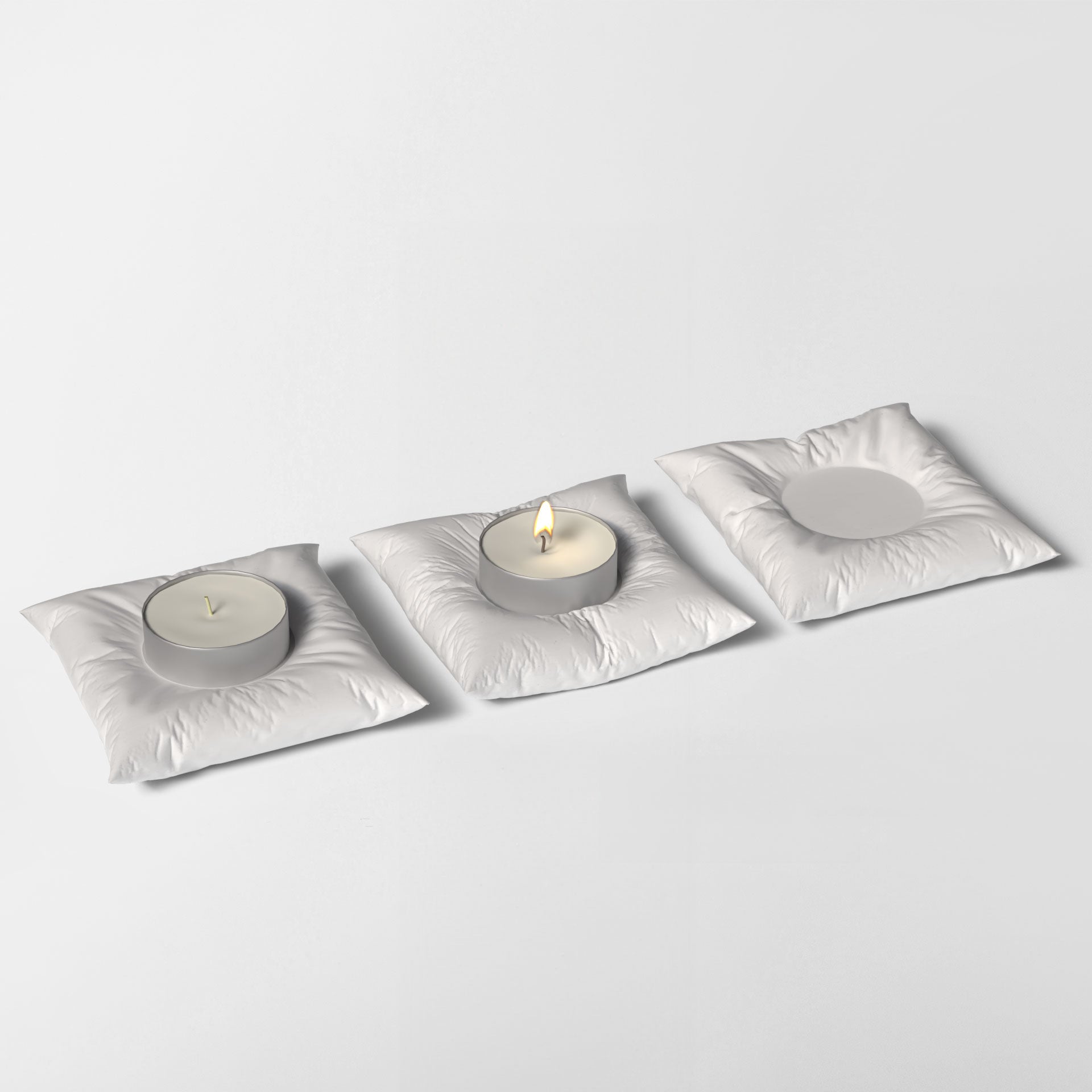 Handmade Cement Pillow Shape Candle Holder - Set of 3
