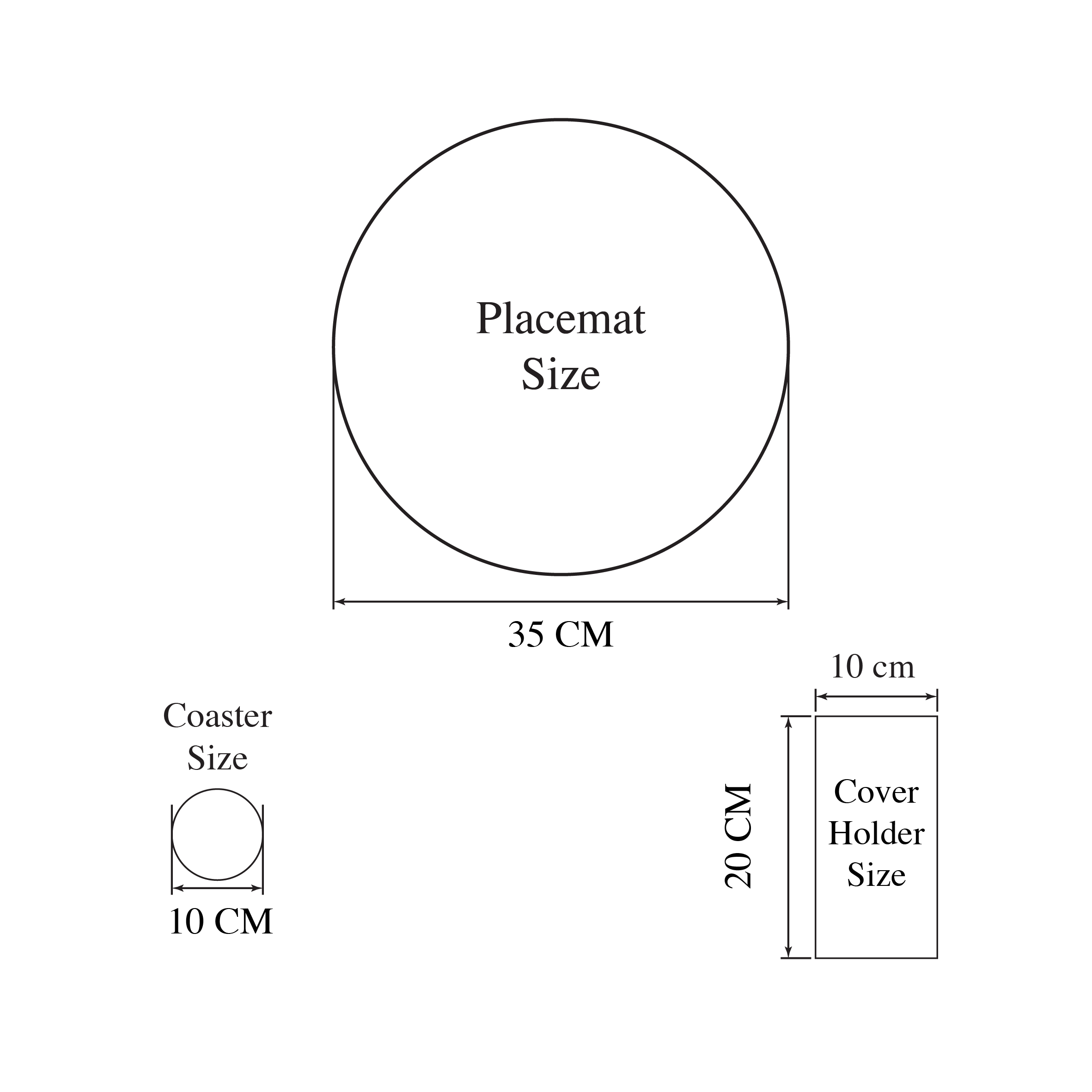 Leather Placemats, Cover holders & Coasters - Black