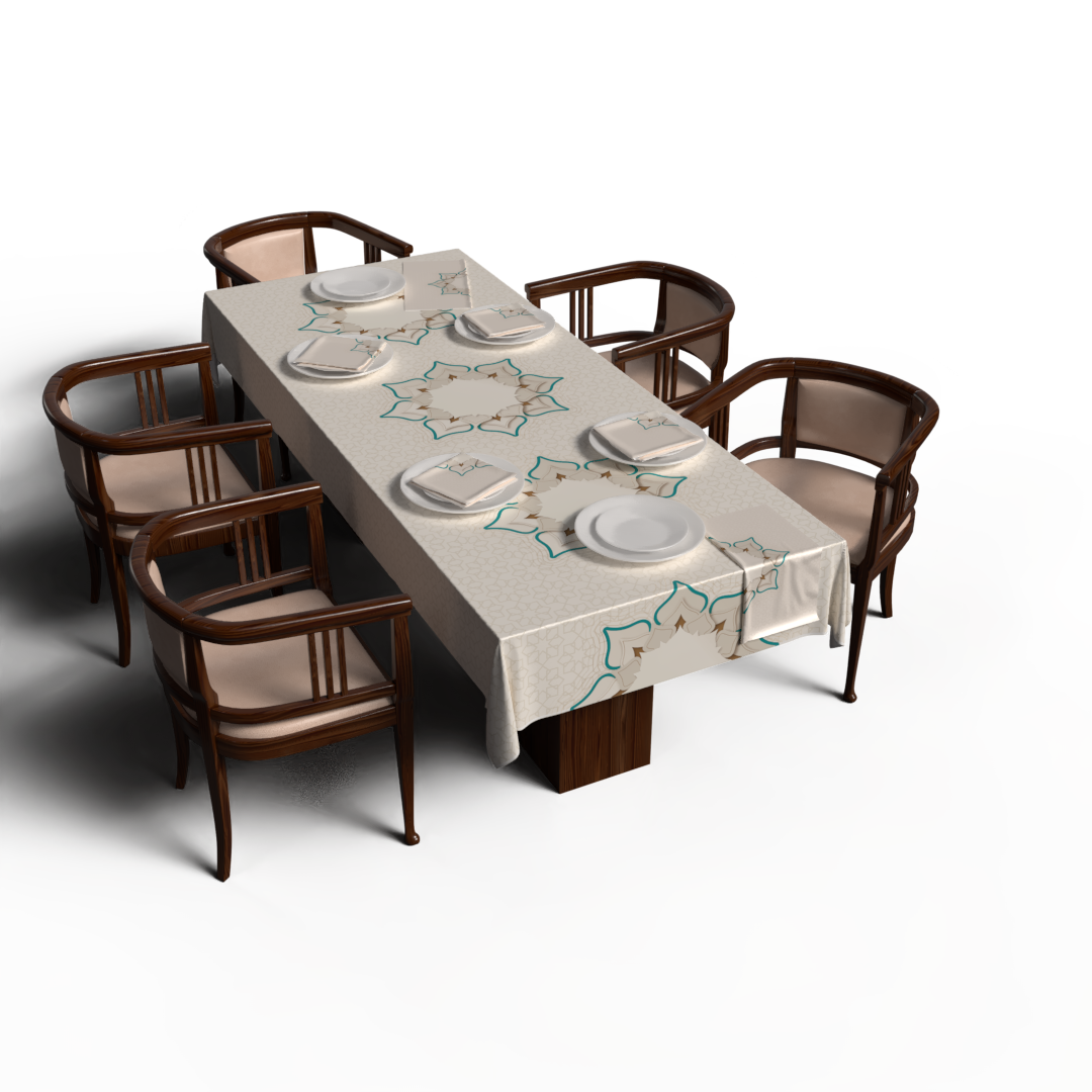 طقم مفارش الطاولة + المناديل القماشية - دره