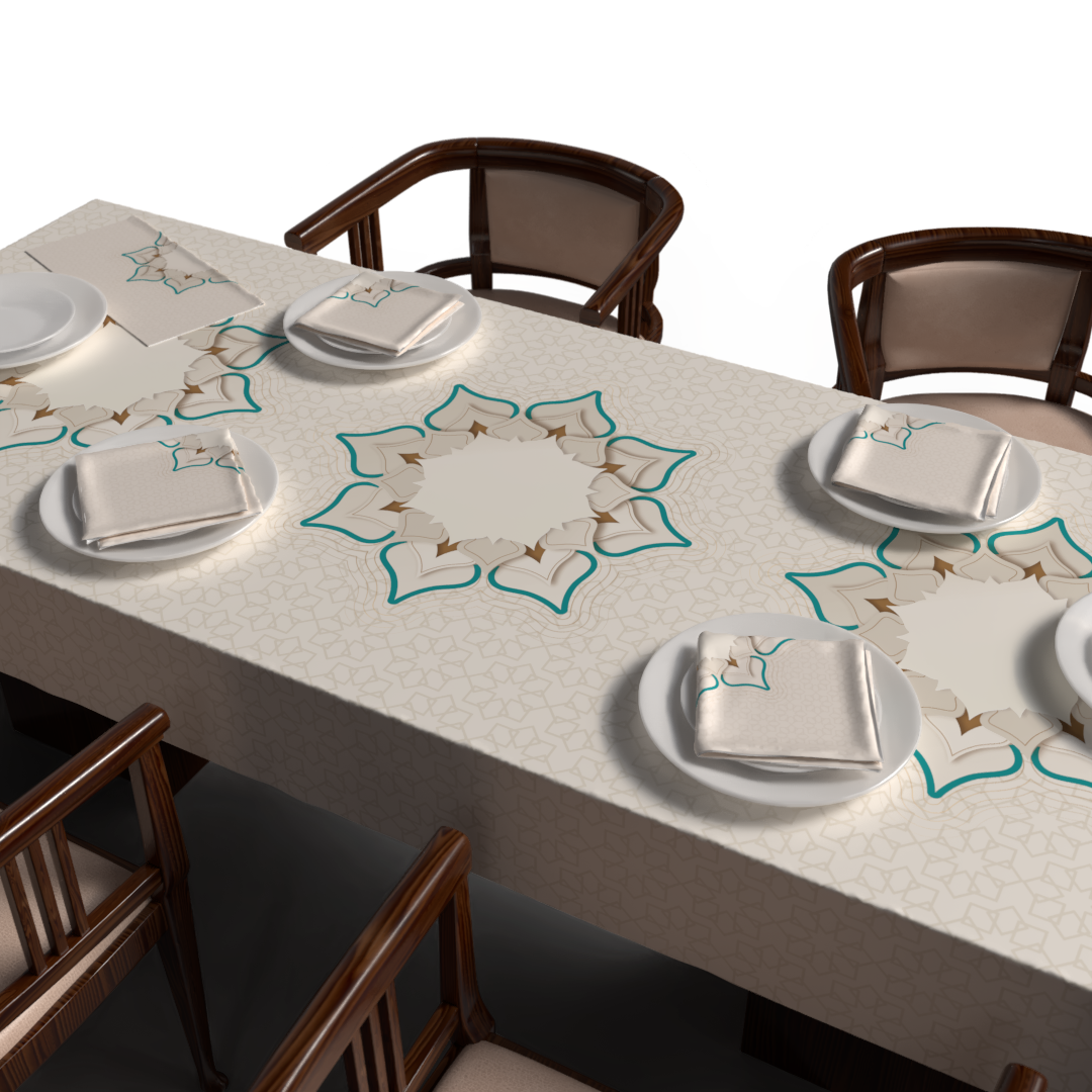 طقم مفارش الطاولة + المناديل القماشية - دره