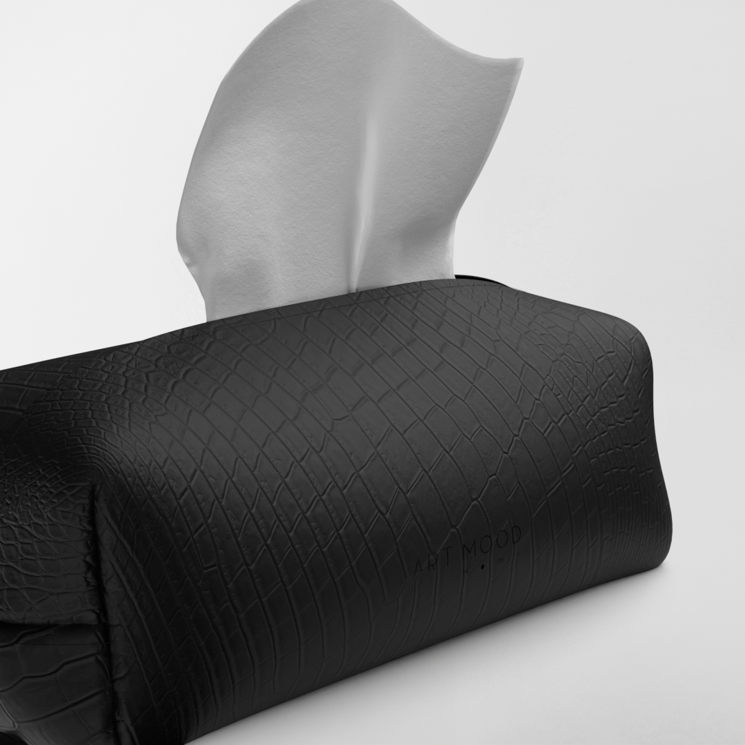 Tissue Box - Black 2 Leather