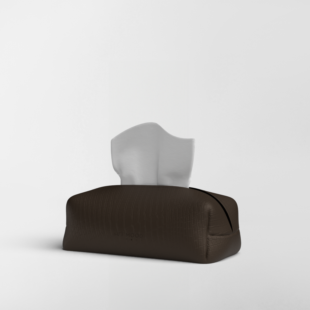 قواعد اطباق من الجلد + حامل معالق و شوك + كوسترات - بني