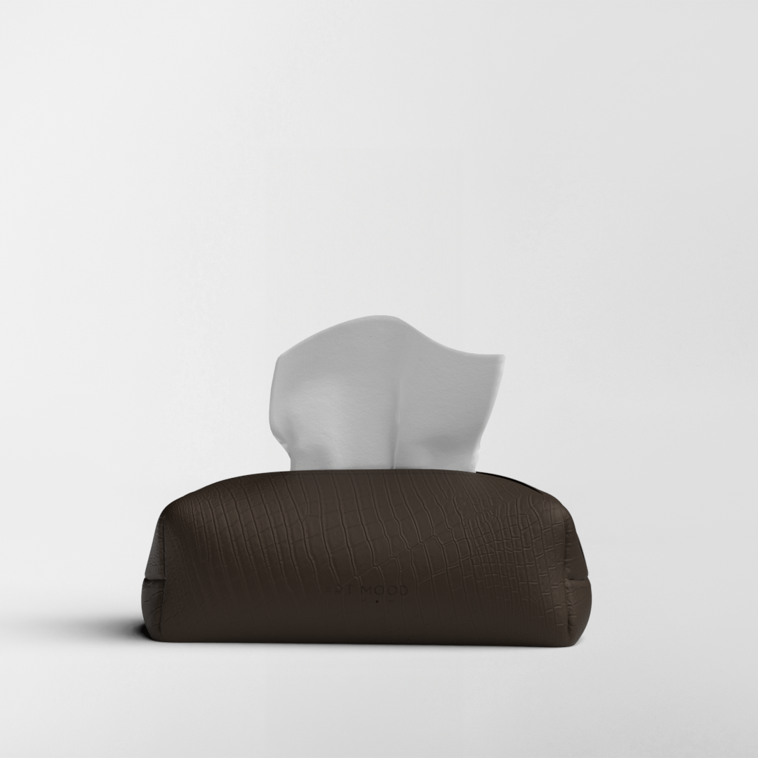 قواعد اطباق من الجلد + حامل معالق و شوك + كوسترات - بني