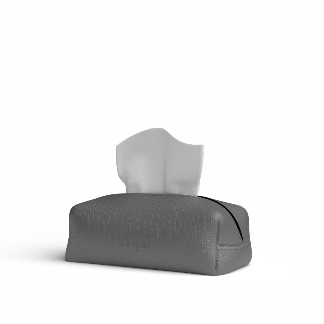 Tissue Box - Grey 2 Leather