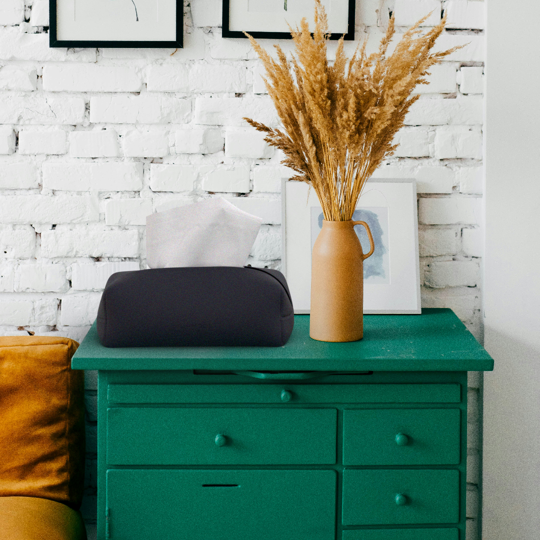 Tissue Box - Dark Blue Leather