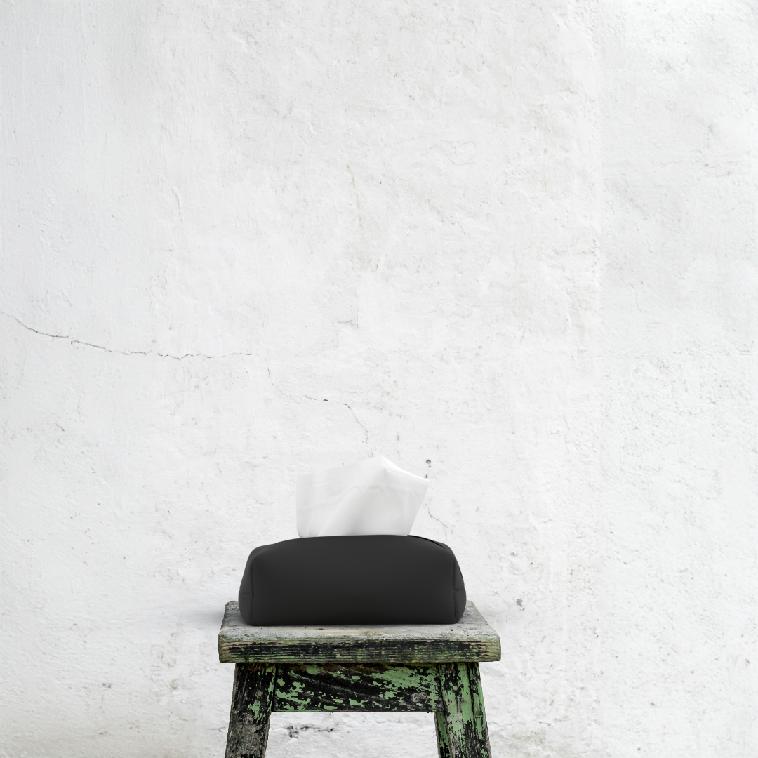 Tissue Box - Black Leather