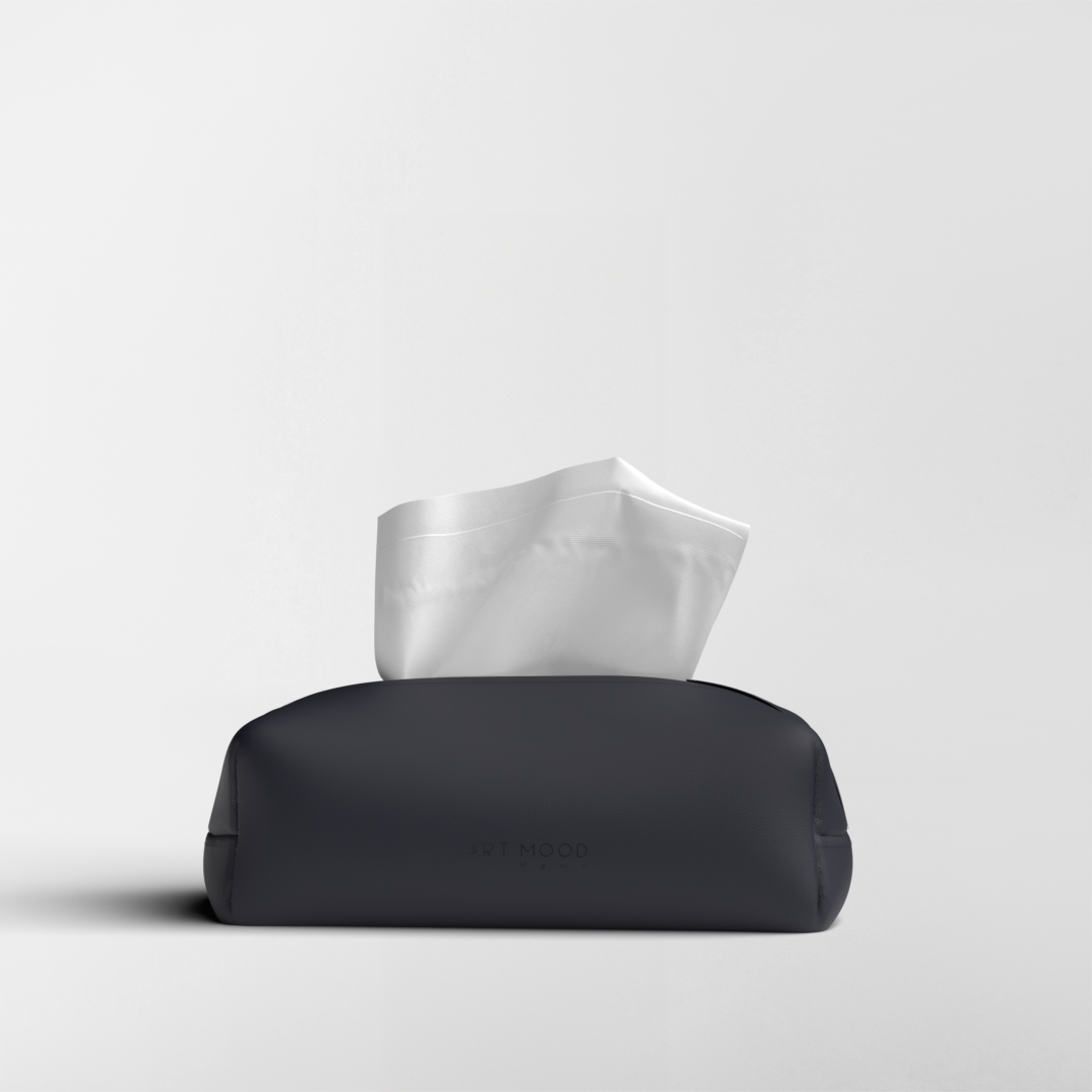 Tissue Box - Dark Blue Leather