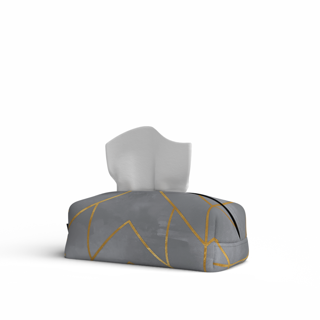 Tissue Box - Fabric - Golds Grey