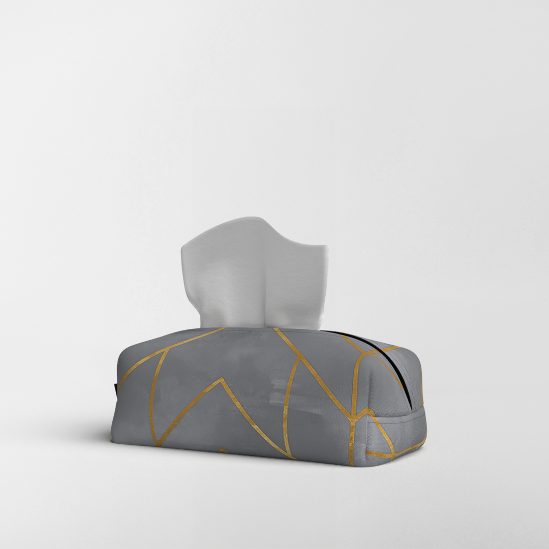 Tissue Box - Fabric - Golds Grey