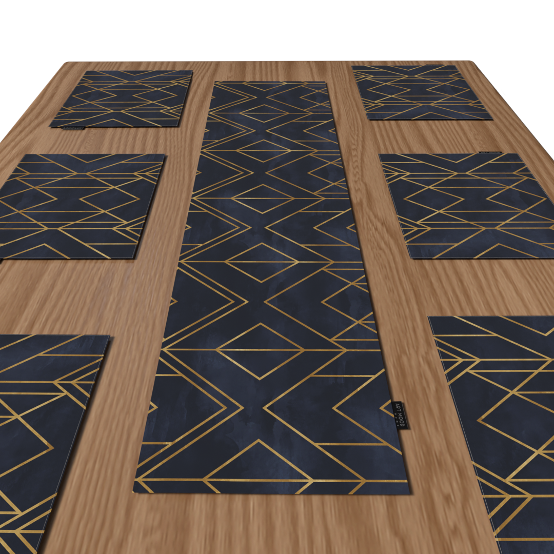 Golds Dark Blue Placemats & Runner Set