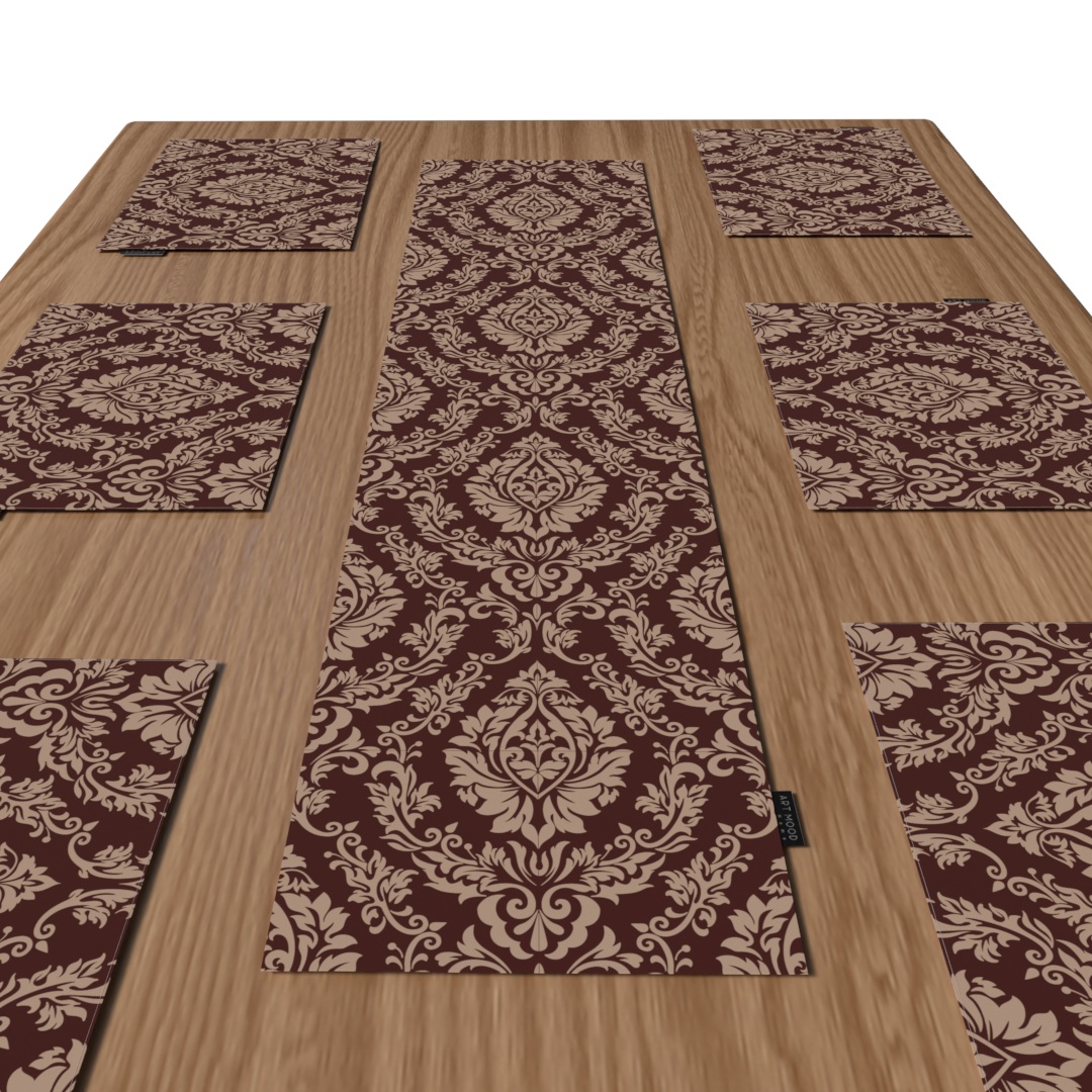 Sophia Maroon Placemats & Runner Set