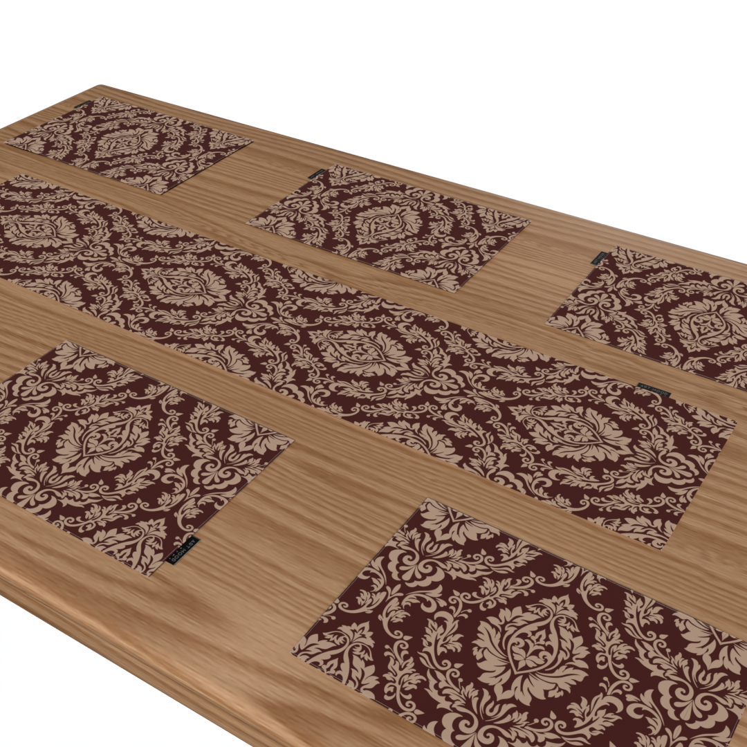 Sophia Maroon Placemats & Runner Set