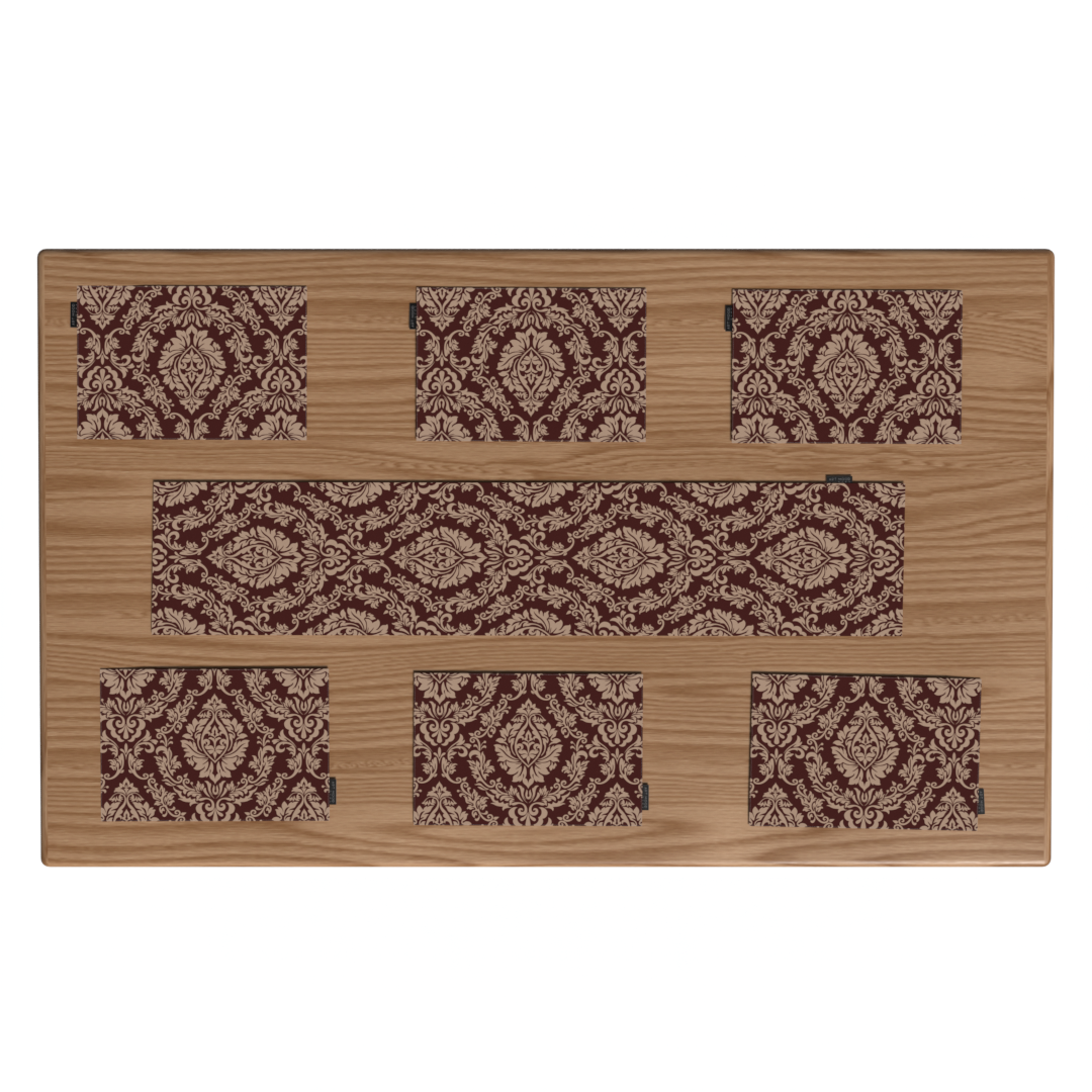 Sophia Maroon Placemats & Runner Set