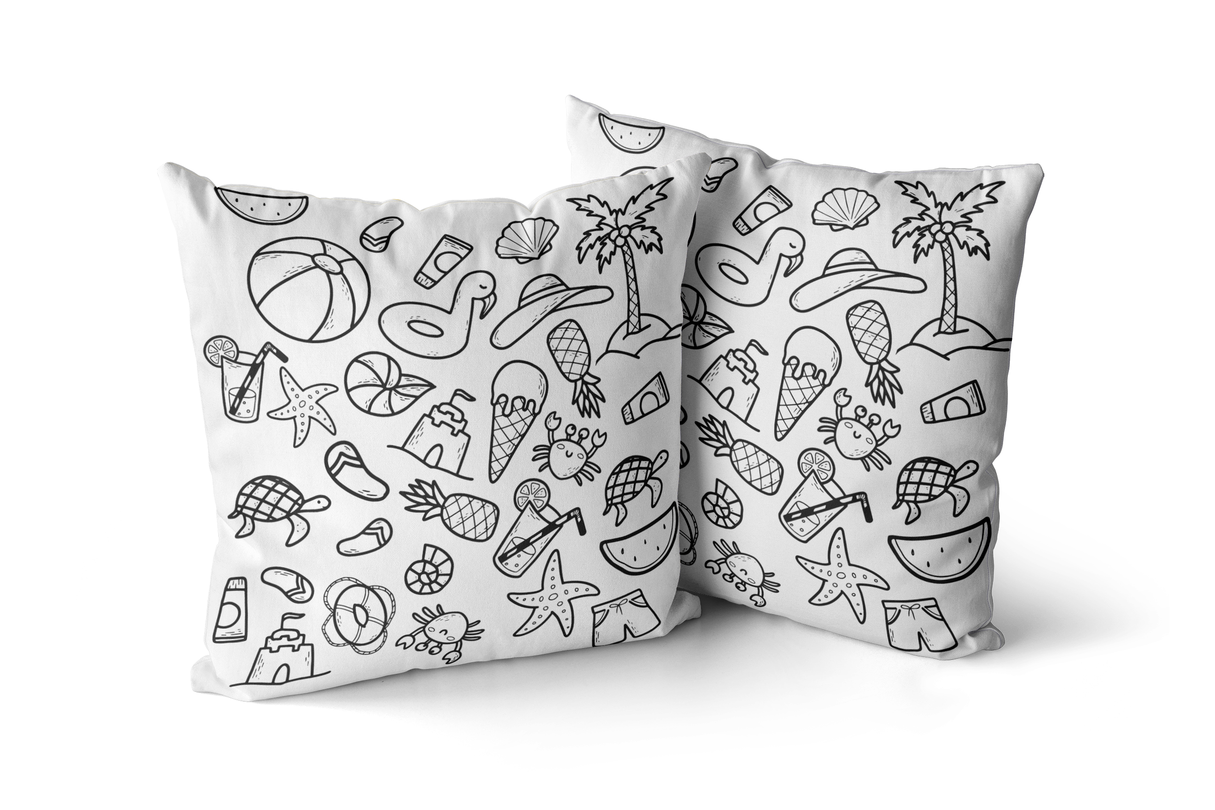 Coloring Cushion - Beach Design