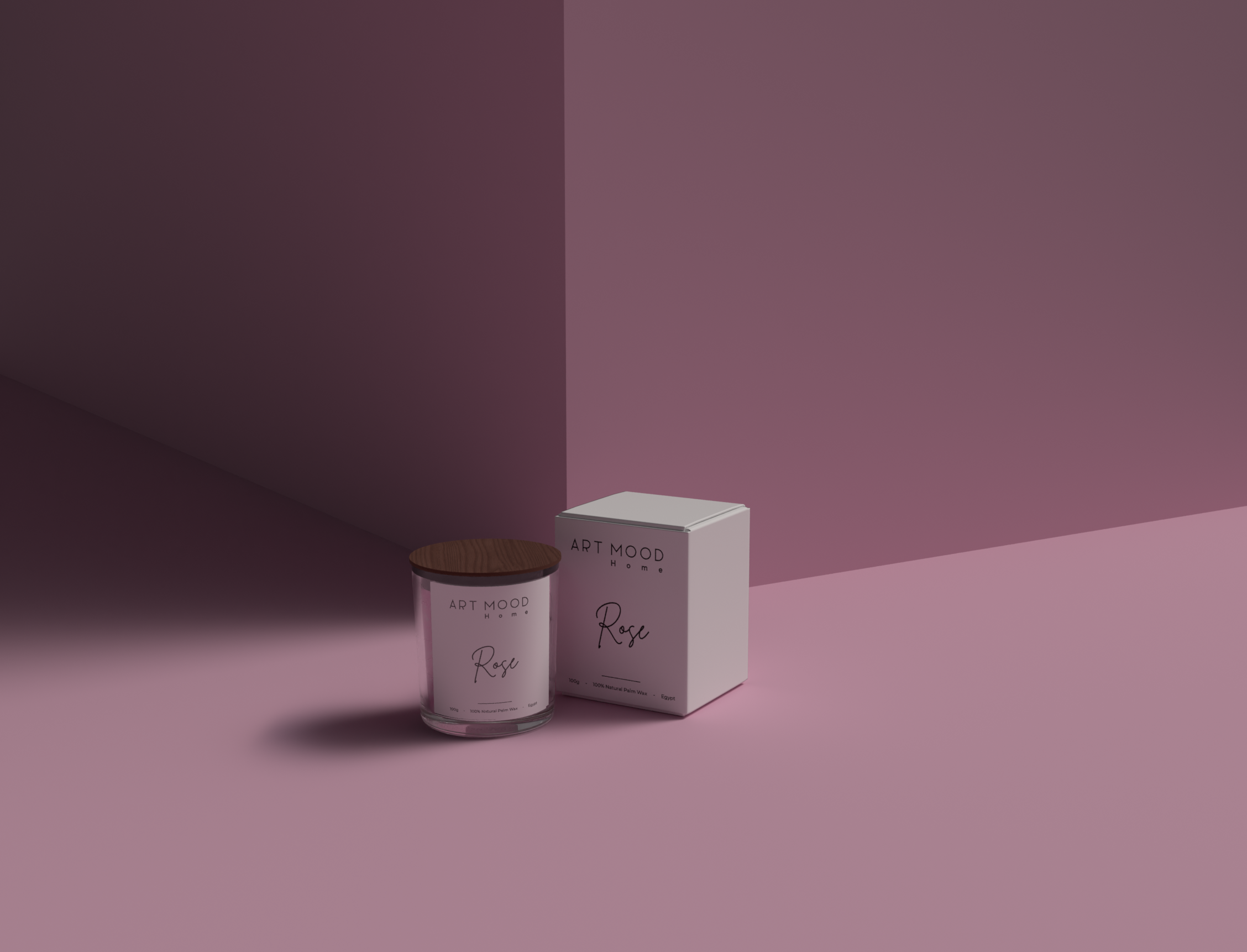 Rose Scented Candle - Glass Container 100g