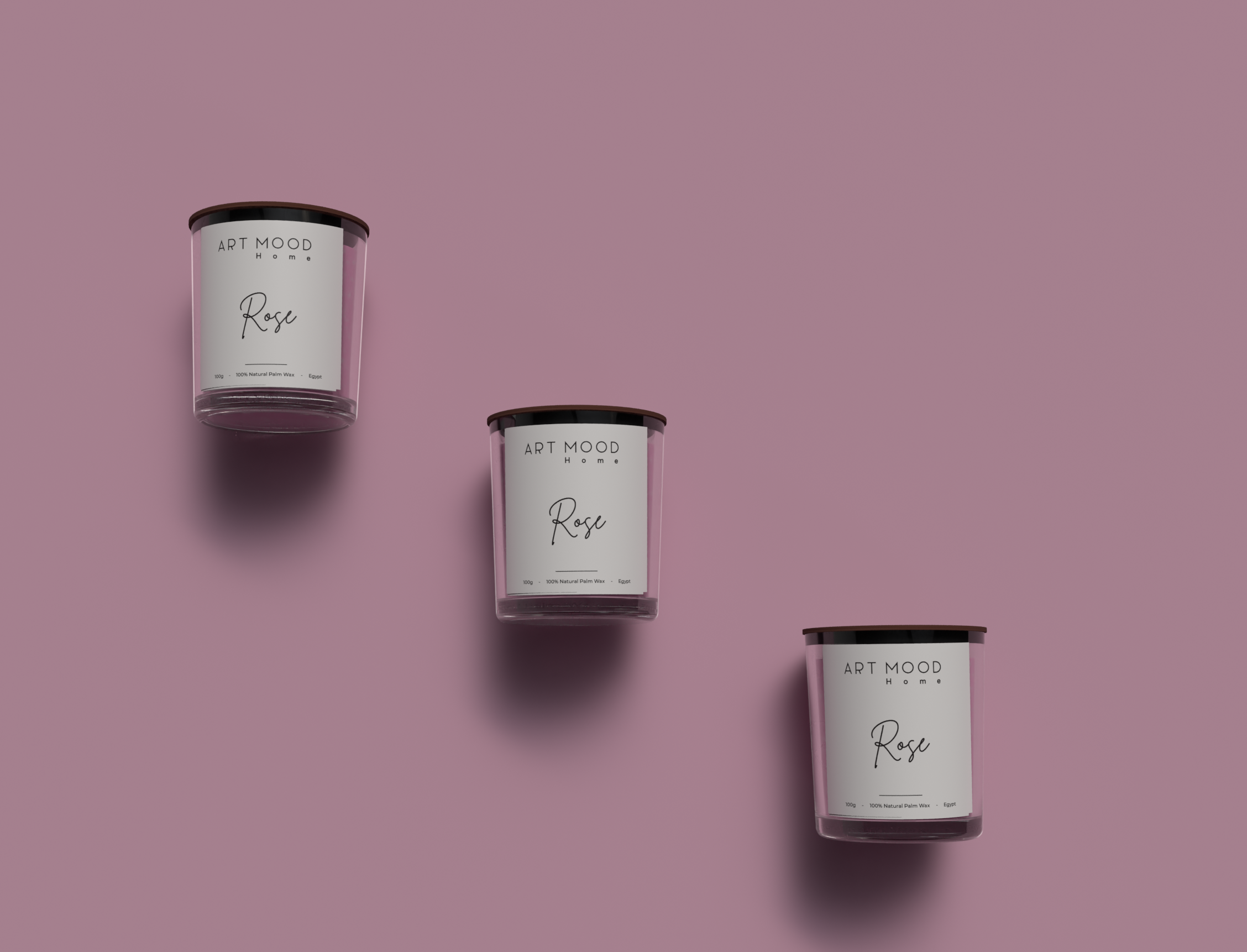 Rose Scented Candle - Glass Container 100g