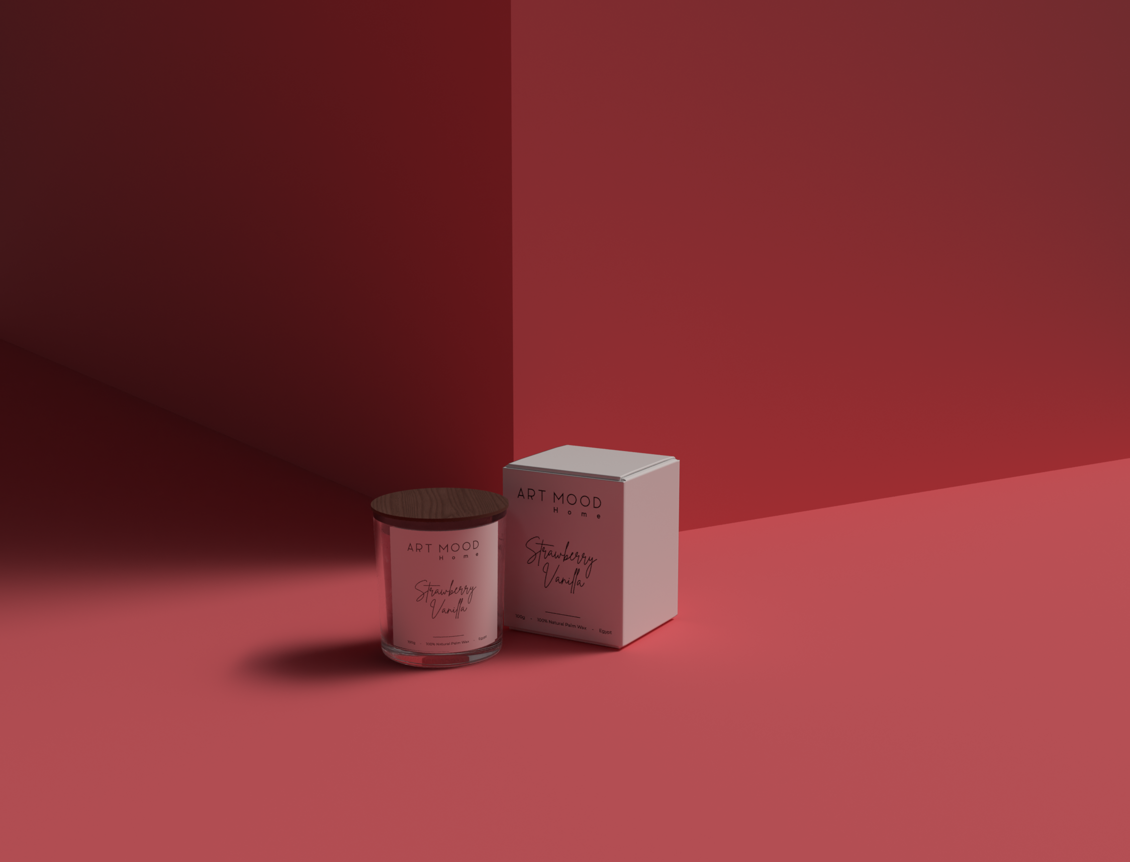 Strawberry Vanilla Scented Candle - Glass Container 100g