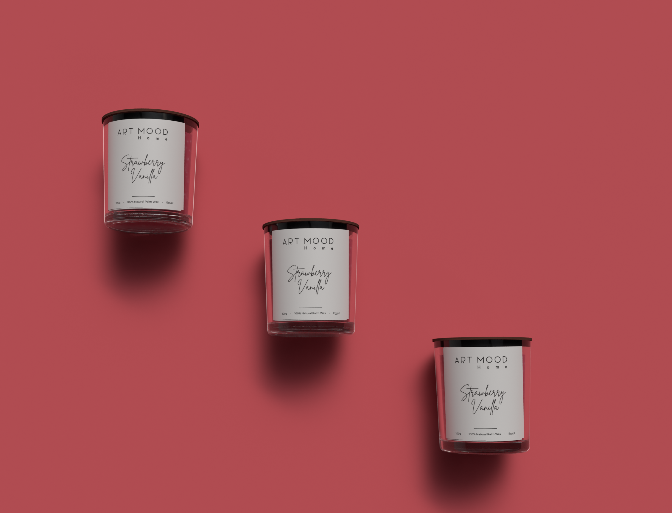 Strawberry Vanilla Scented Candle - Glass Container 100g