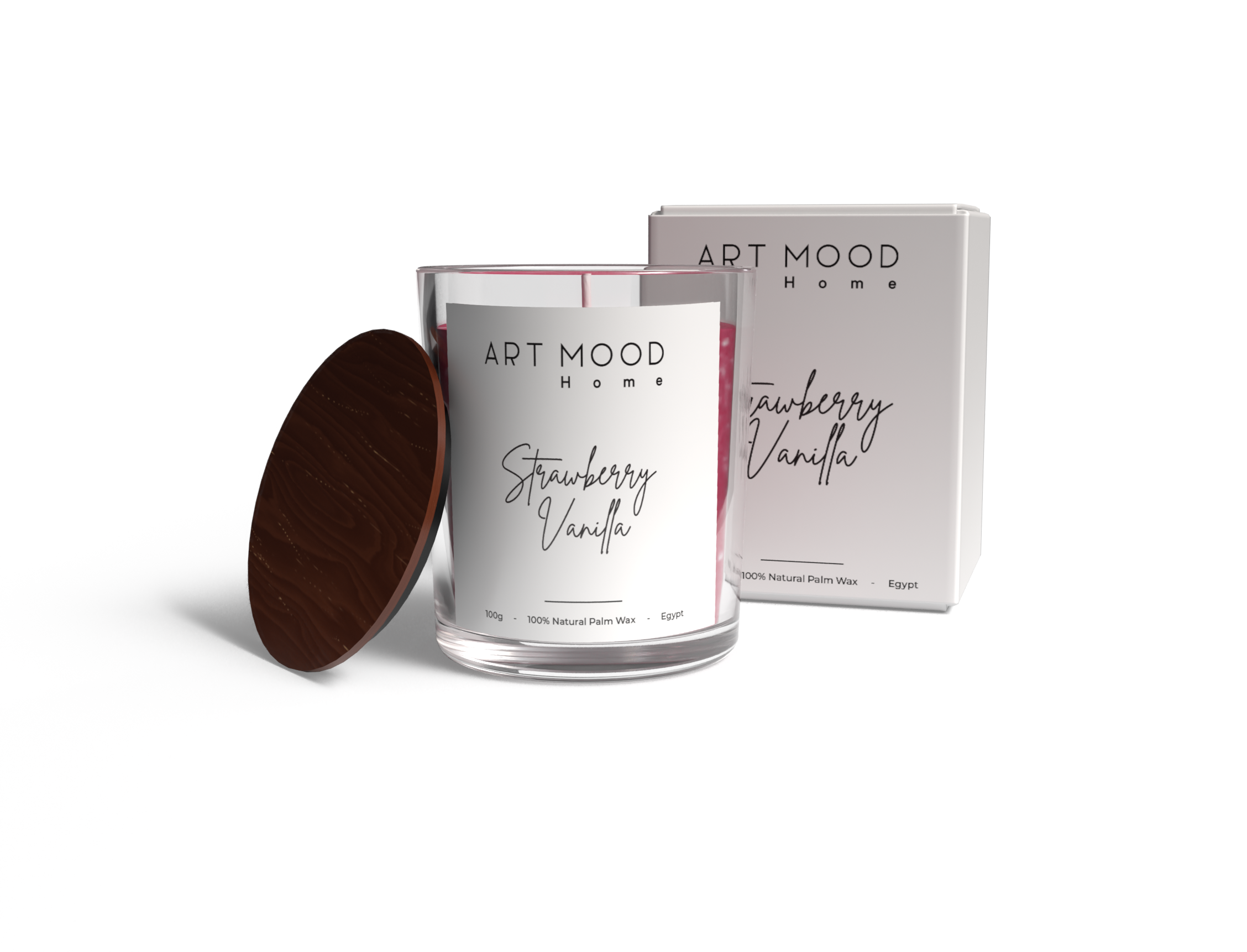 Strawberry Vanilla Scented Candle - Glass Container 100g