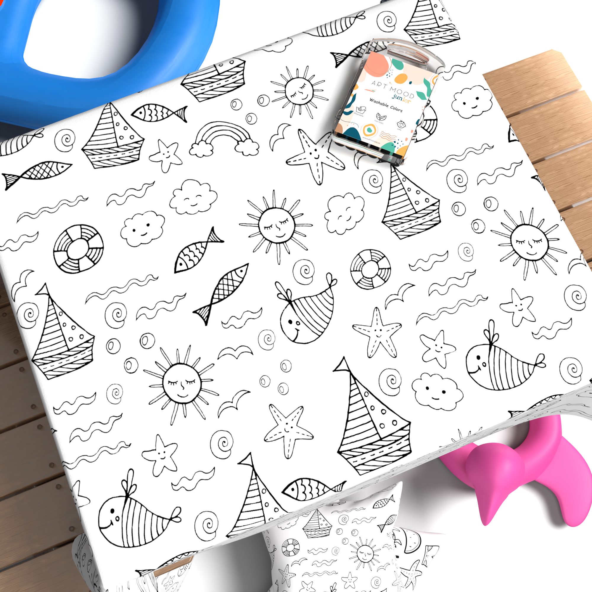 Coloring Tablecloth - Boats Design