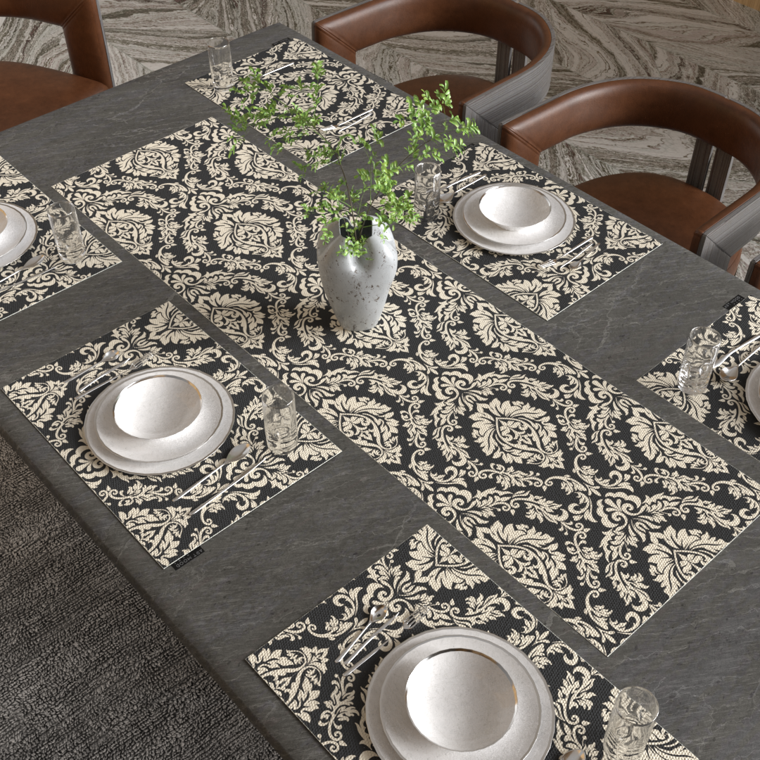Sophia Grey Placemats & Runner Set