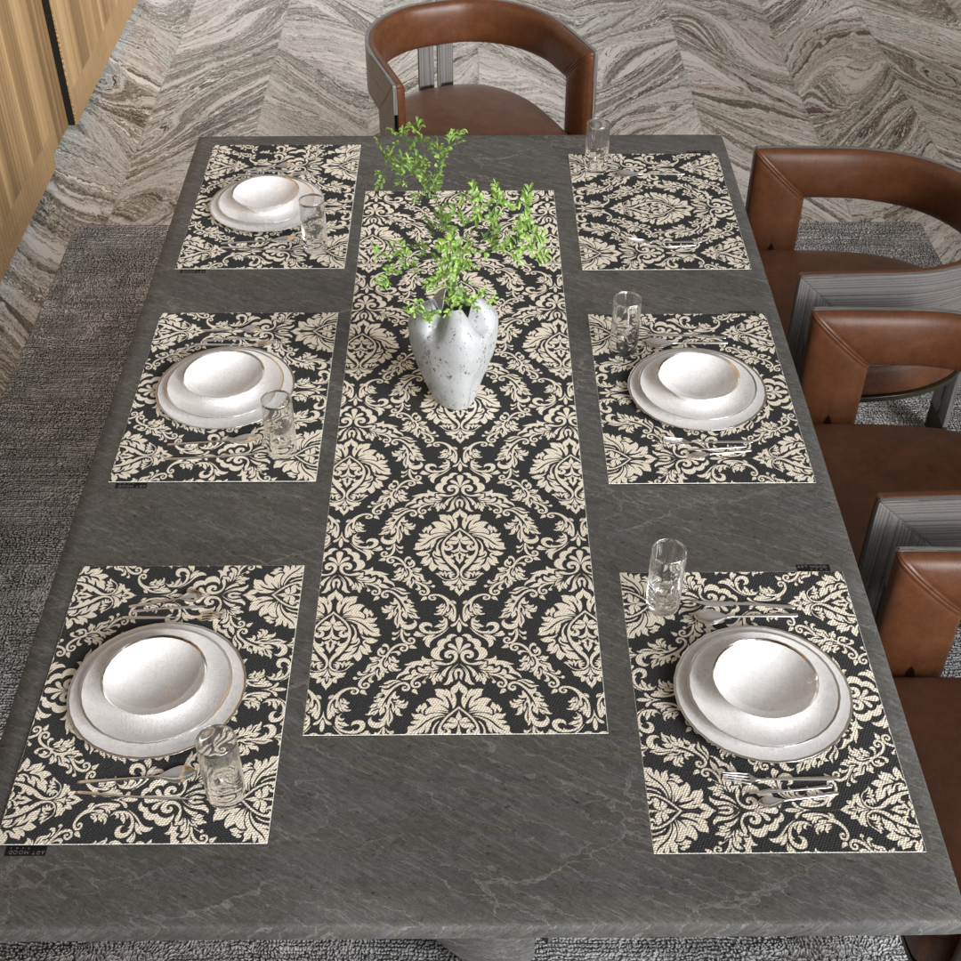 Sophia Grey Placemats & Runner Set